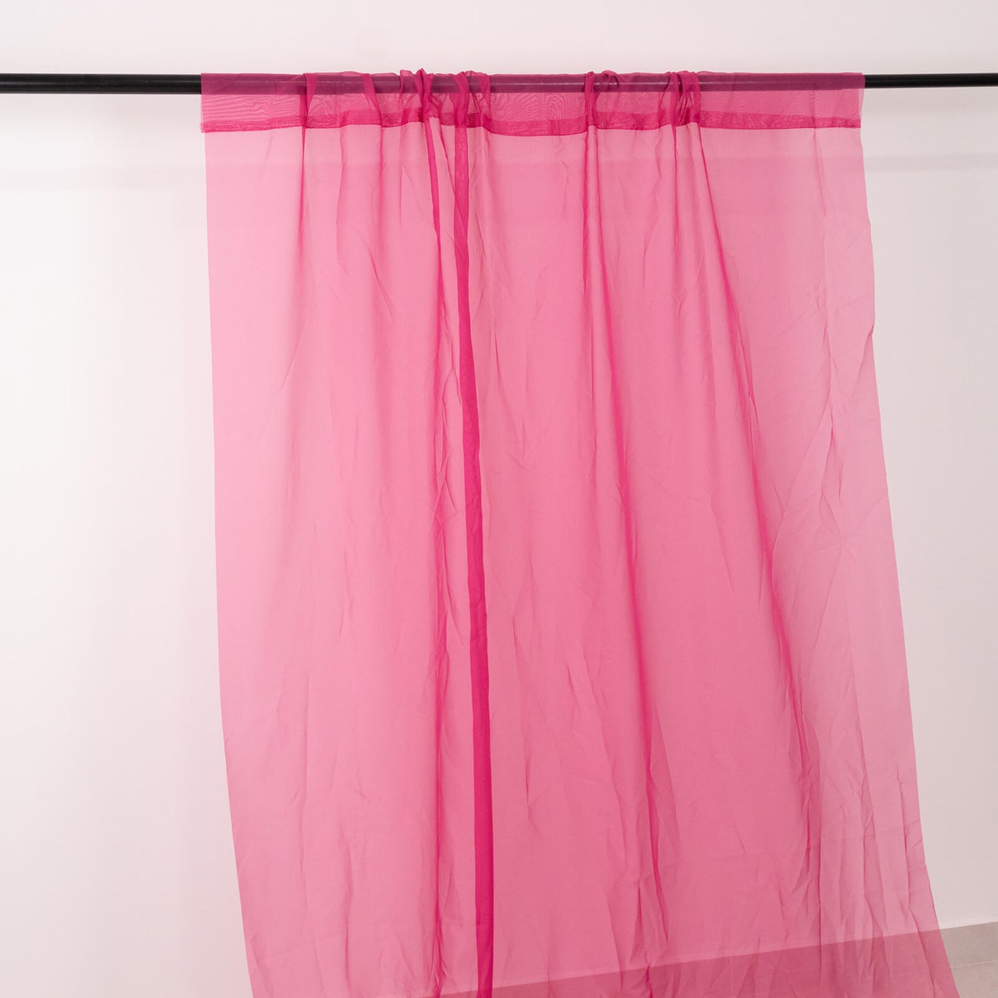 5ftx32ft Premium Fuchsia Chiffon Curtain Panel, Durable Flame Resistant Backdrop Ceiling Drapery With Rod Pocket