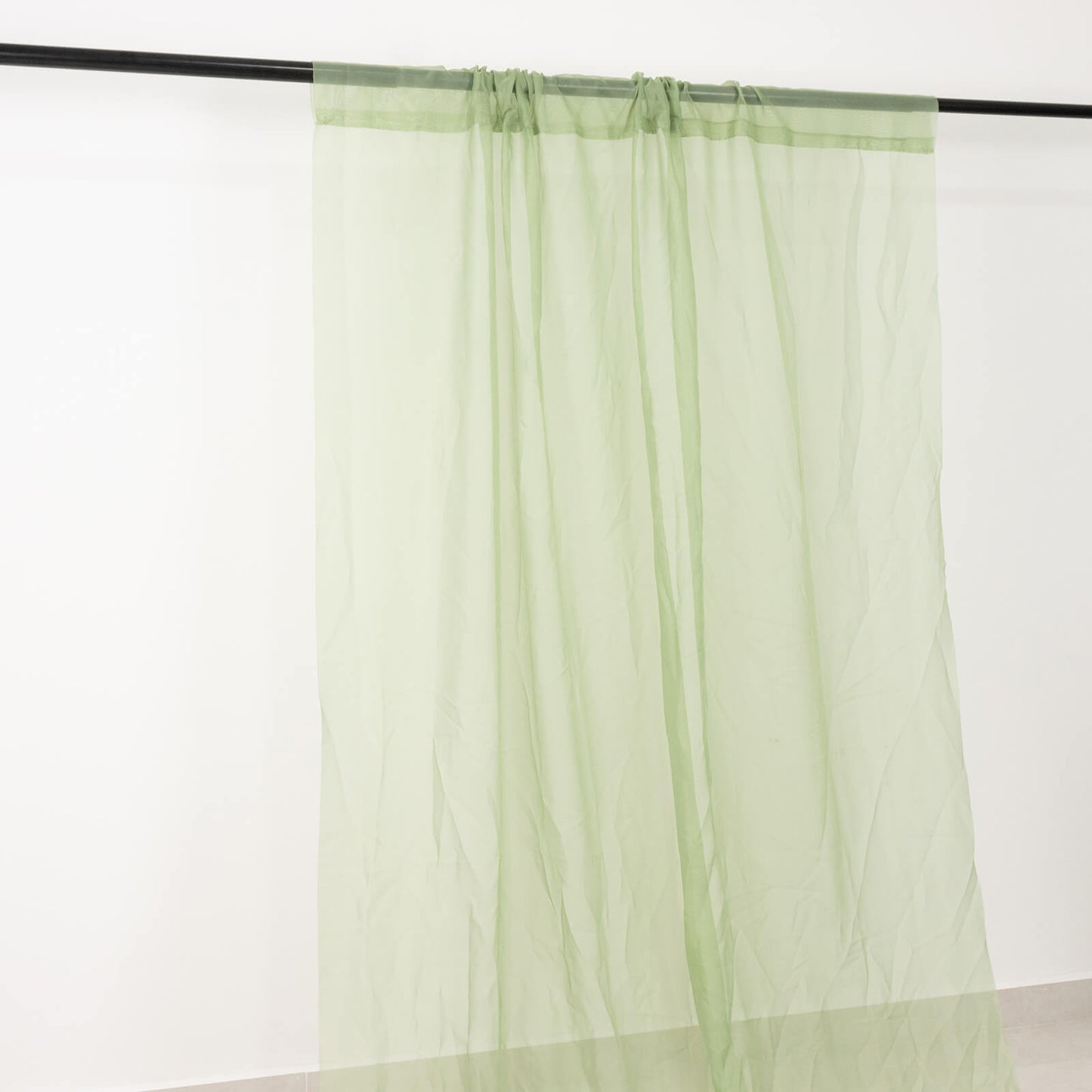 5ftx32ft Premium Sage Green Chiffon Curtain Panel, Durable Flame Resistant Backdrop Ceiling Drapery With Rod Pocket