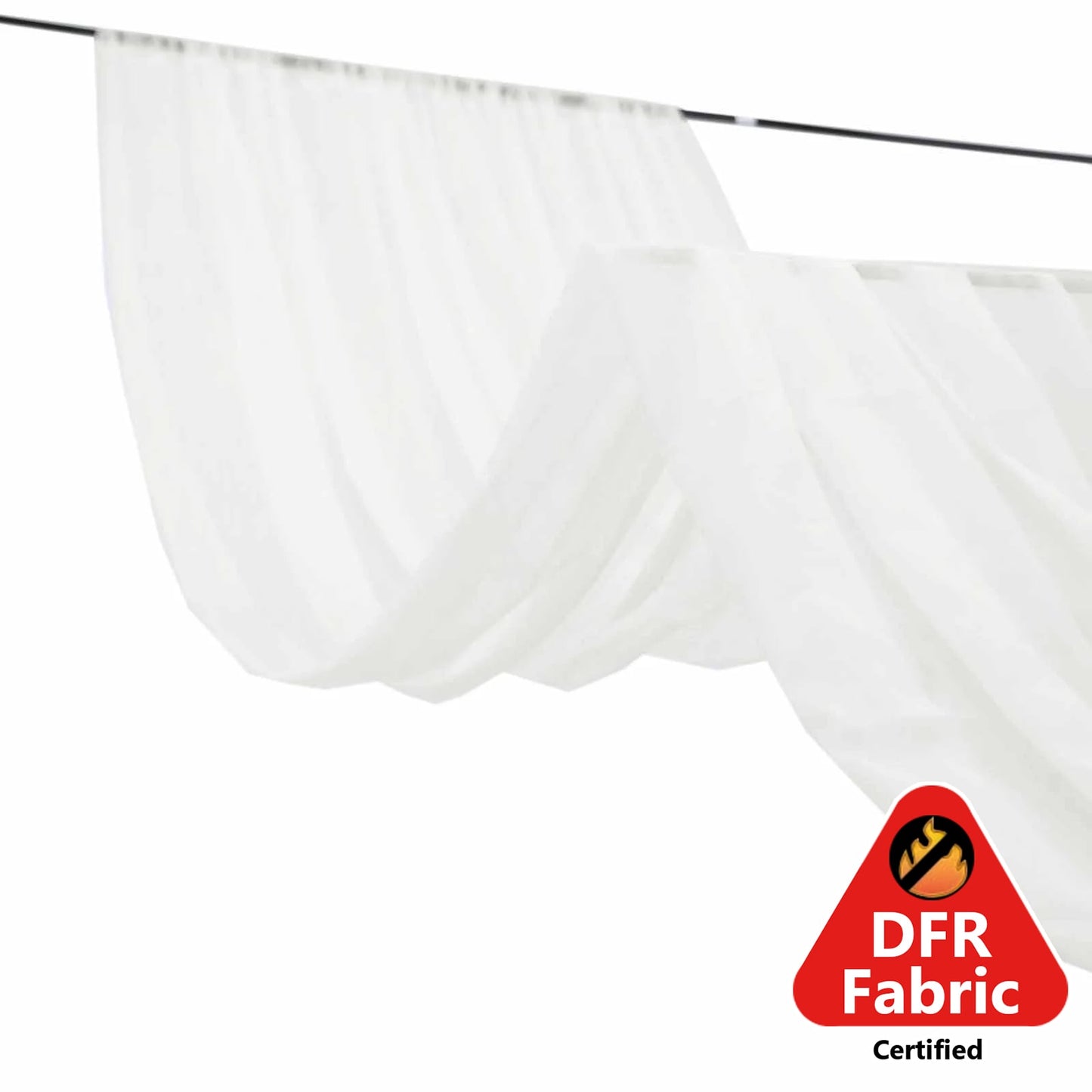 5ftx32ft Premium Ivory Chiffon Curtain Panel, Durable Flame Resistant Backdrop Ceiling Drapery With Rod Pocket