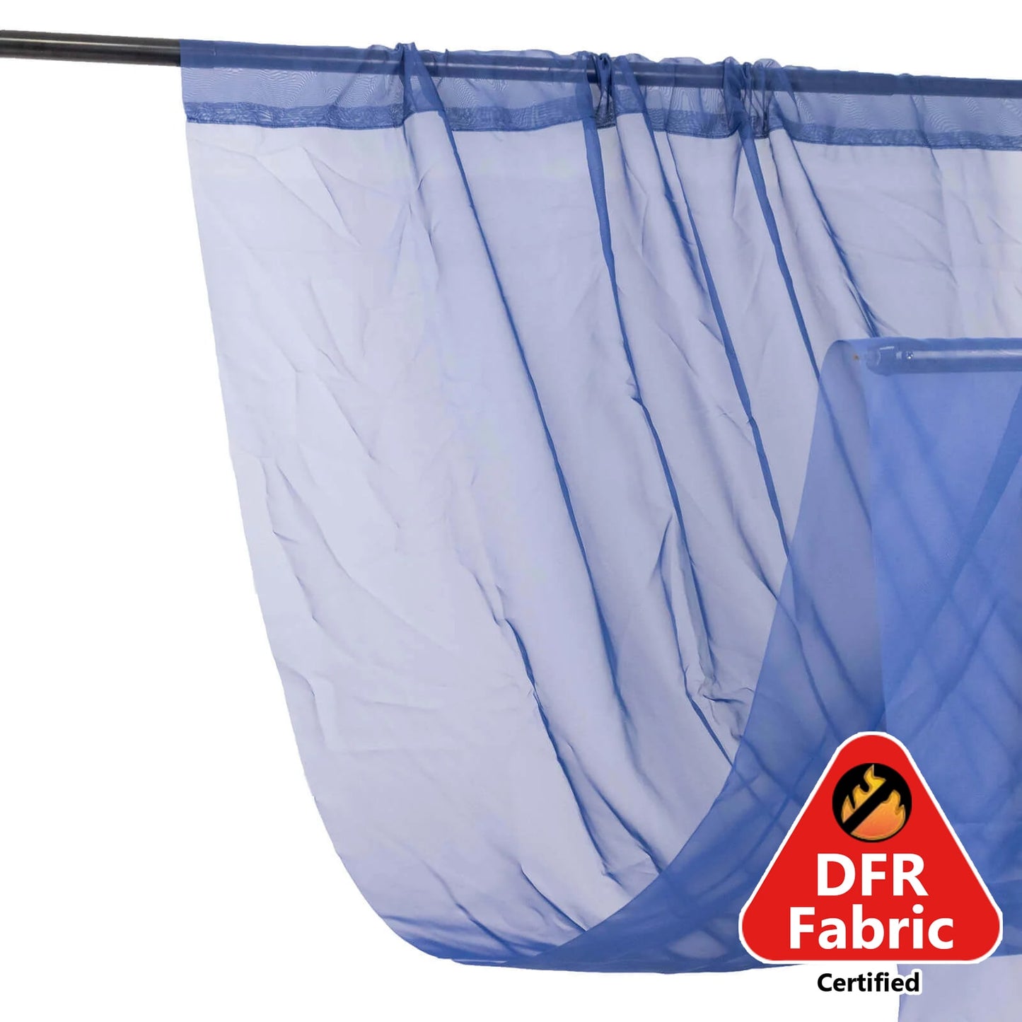 5ftx32ft Premium Navy Blue Chiffon Curtain Panel, Durable Flame Resistant Backdrop Ceiling Drapery With Rod Pocket