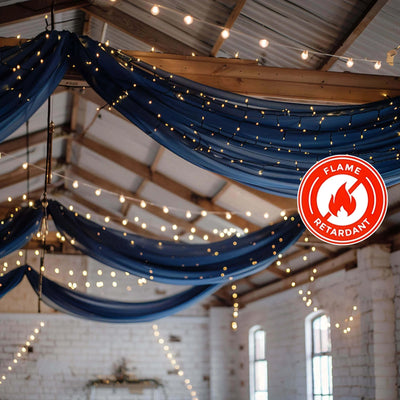 Elevate Your Event with Navy Blue Chiffon Drapery