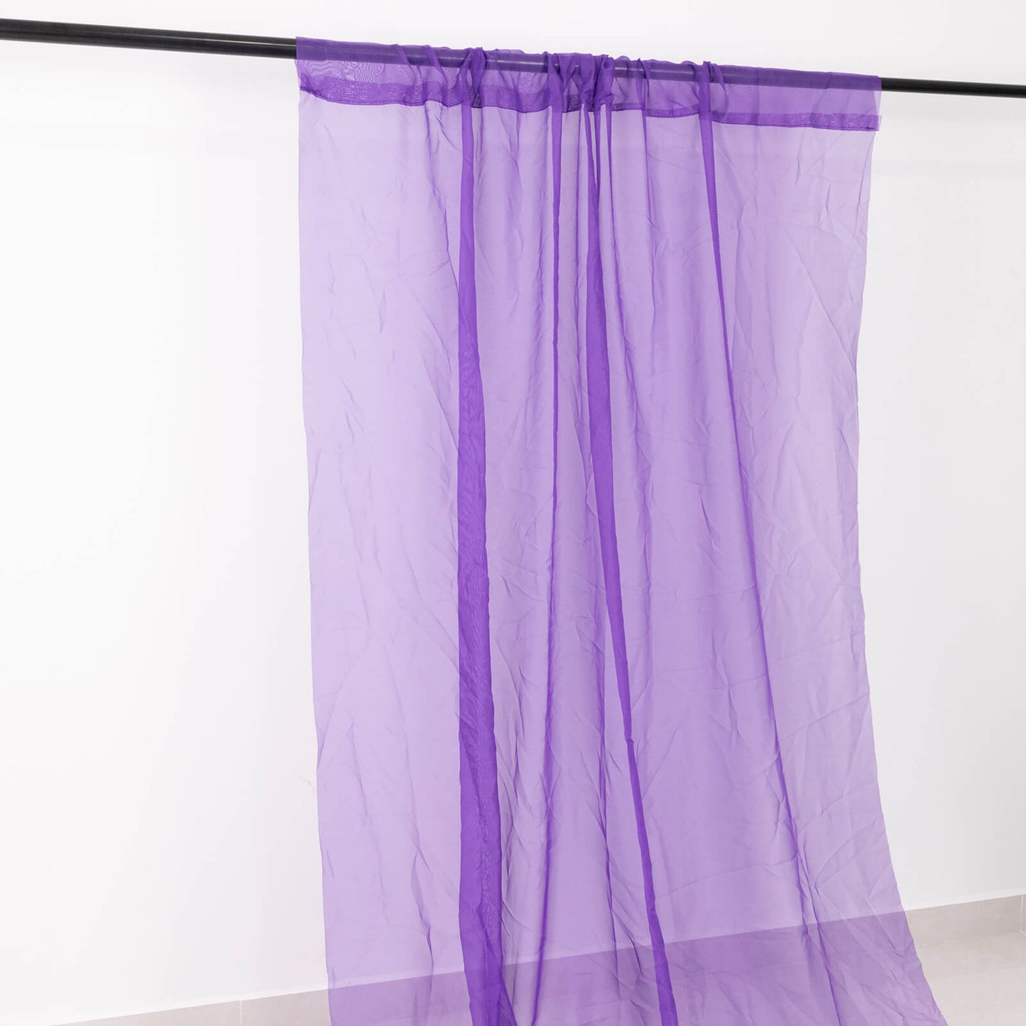 5ftx32ft Premium Purple Chiffon Curtain Panel, Durable Flame Resistant Backdrop Ceiling Drapery With Rod Pocket