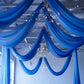 Royal blue chiffon curtain panel drapery with rod pocket.