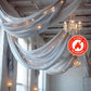 5ftx32ft Silver Chiffon Curtain Panel, Durable Flame Resistant Backdrop Ceiling Drapery With Rod Pocket