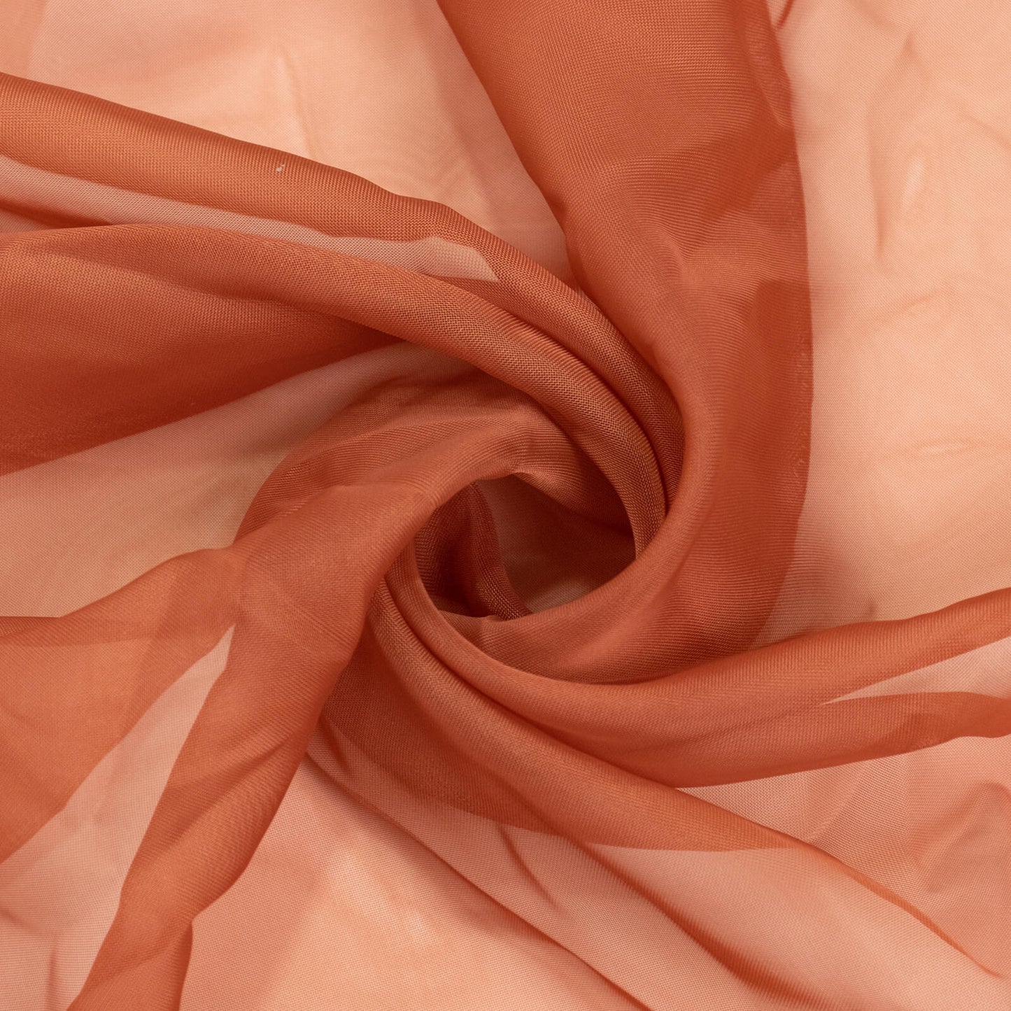 Terracotta chiffon curtain panel, durable flame-resistant backdrop drapery.