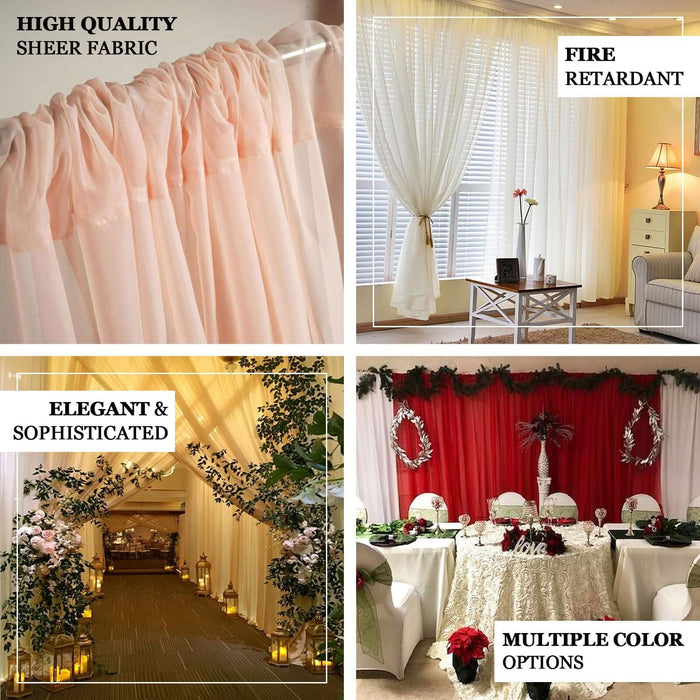 2 Pack Gold Sheer Chiffon Event Curtain Drapes, Durable Flame Resistant Premium Organza Backdrop Event Panels With Rod Pockets - 10ftx10ft