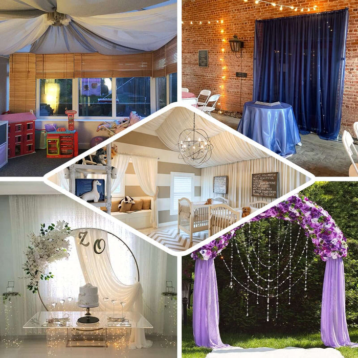 2 Pack Dusty Blue Sheer Chiffon Event Curtain Drapes, Durable Flame Resistant Premium Organza Backdrop Event Panels With Rod Pockets - 10ftx10ft