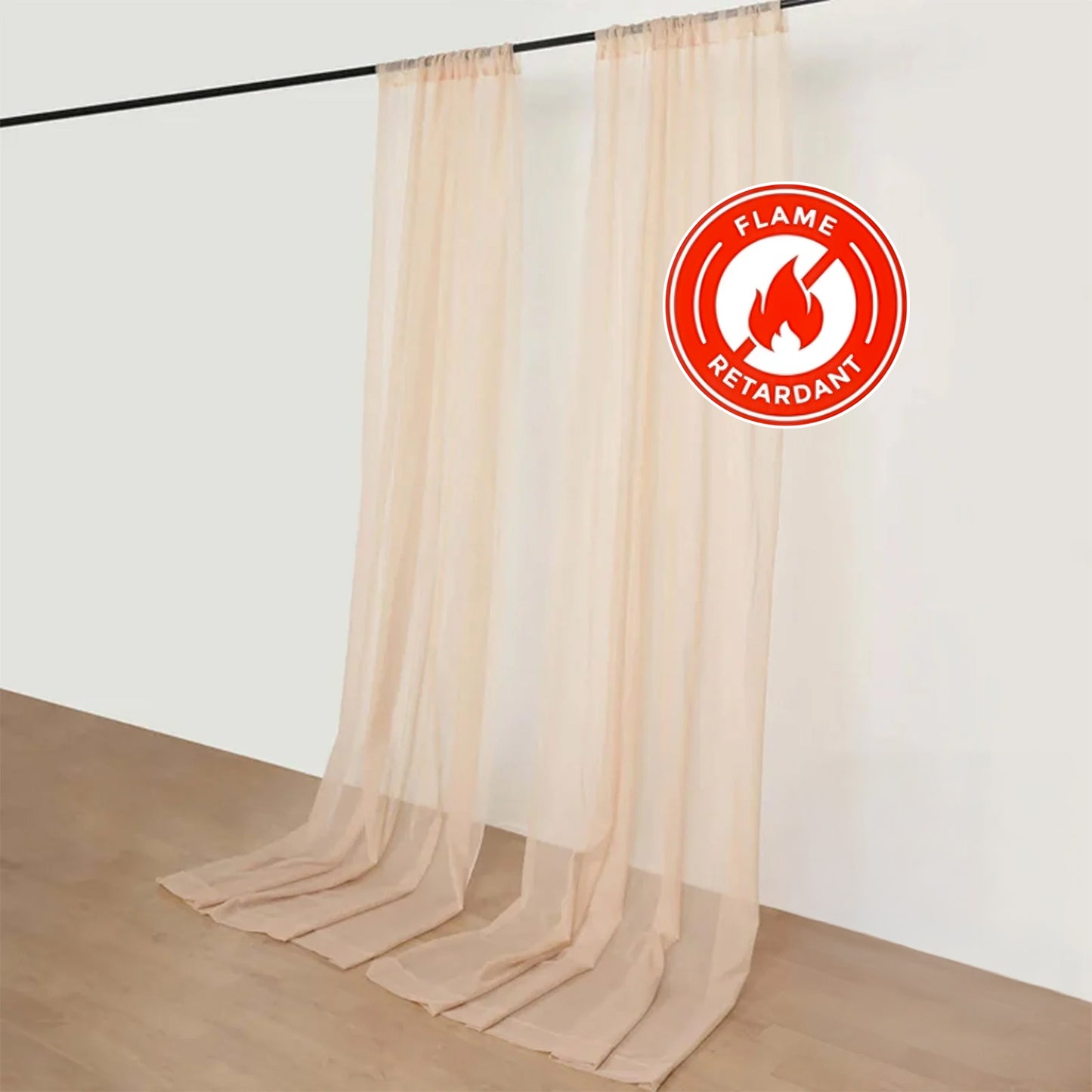 2 Pack Nude Sheer Organza Curtain Backdrops Fire Retardant 10 Feet x 10 Feet
