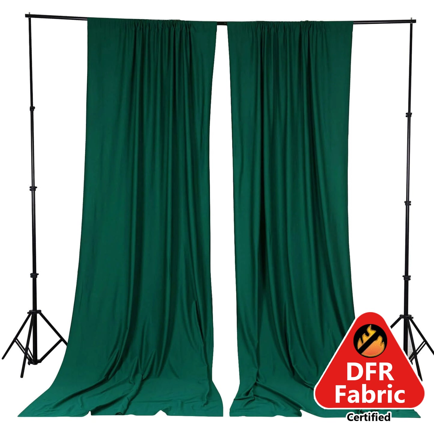 2 Pack Hunter Emerald Green Scuba Polyester Event Curtain Drapes, Durable Flame Resistant Backdrop Event Panels Wrinkle Free with Rod Pockets - 10ftx10ft