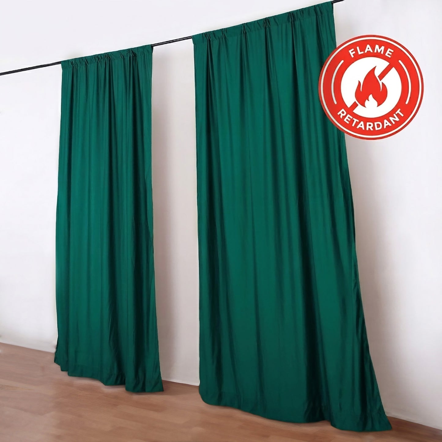 2 Pack 5ftx10ft Hunter Emerald Green Scuba Polyester Backdrop Drape Curtains, Durable Flame Resistan