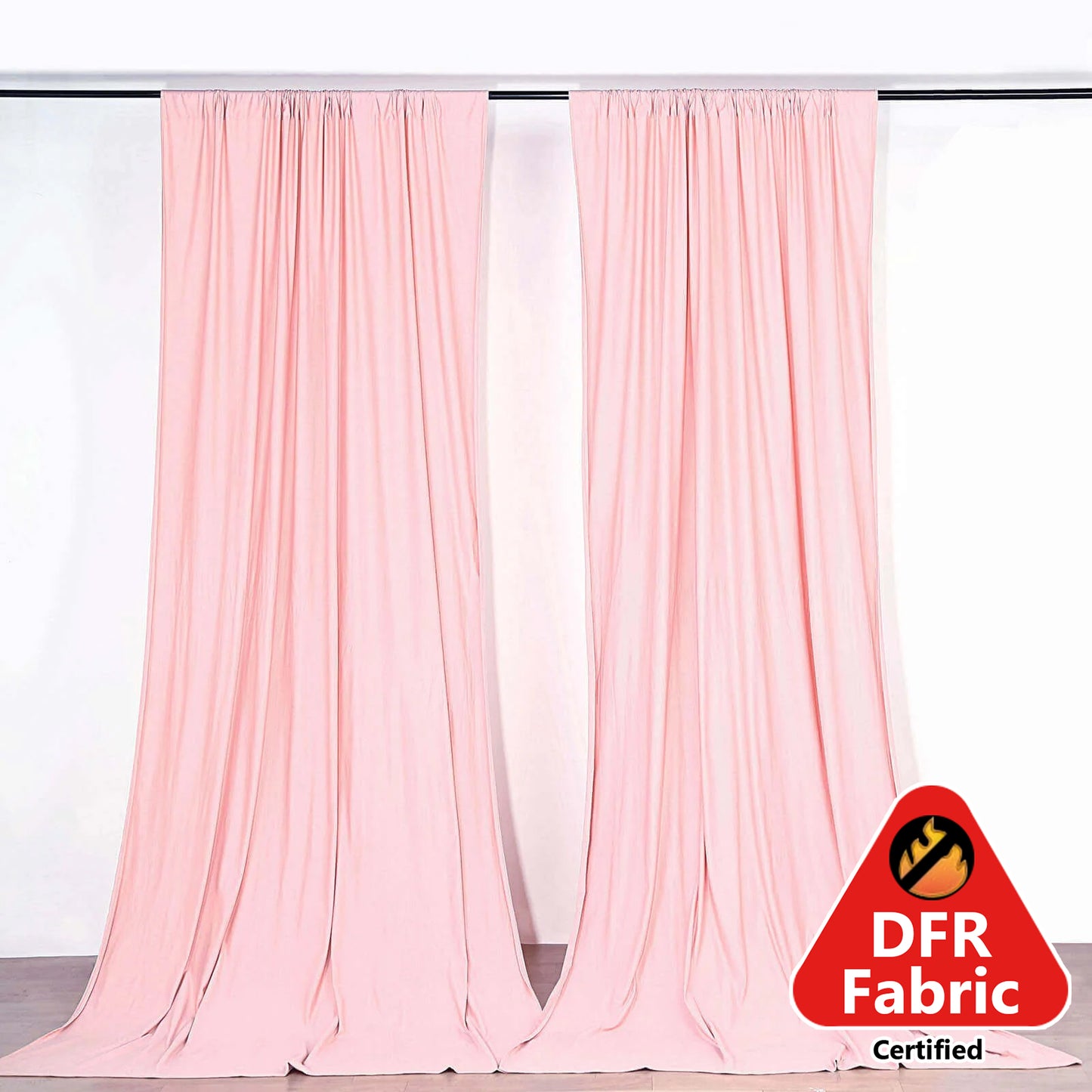 2 Pack Blush Scuba Polyester Event Curtain Drapes, Durable Flame Resistant Backdrop Event Panels Wrinkle Free with Rod Pockets - 10ftx10ft