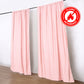 Blush polyester backdrop drape curtains for events, wrinkle-free and flame resistant.