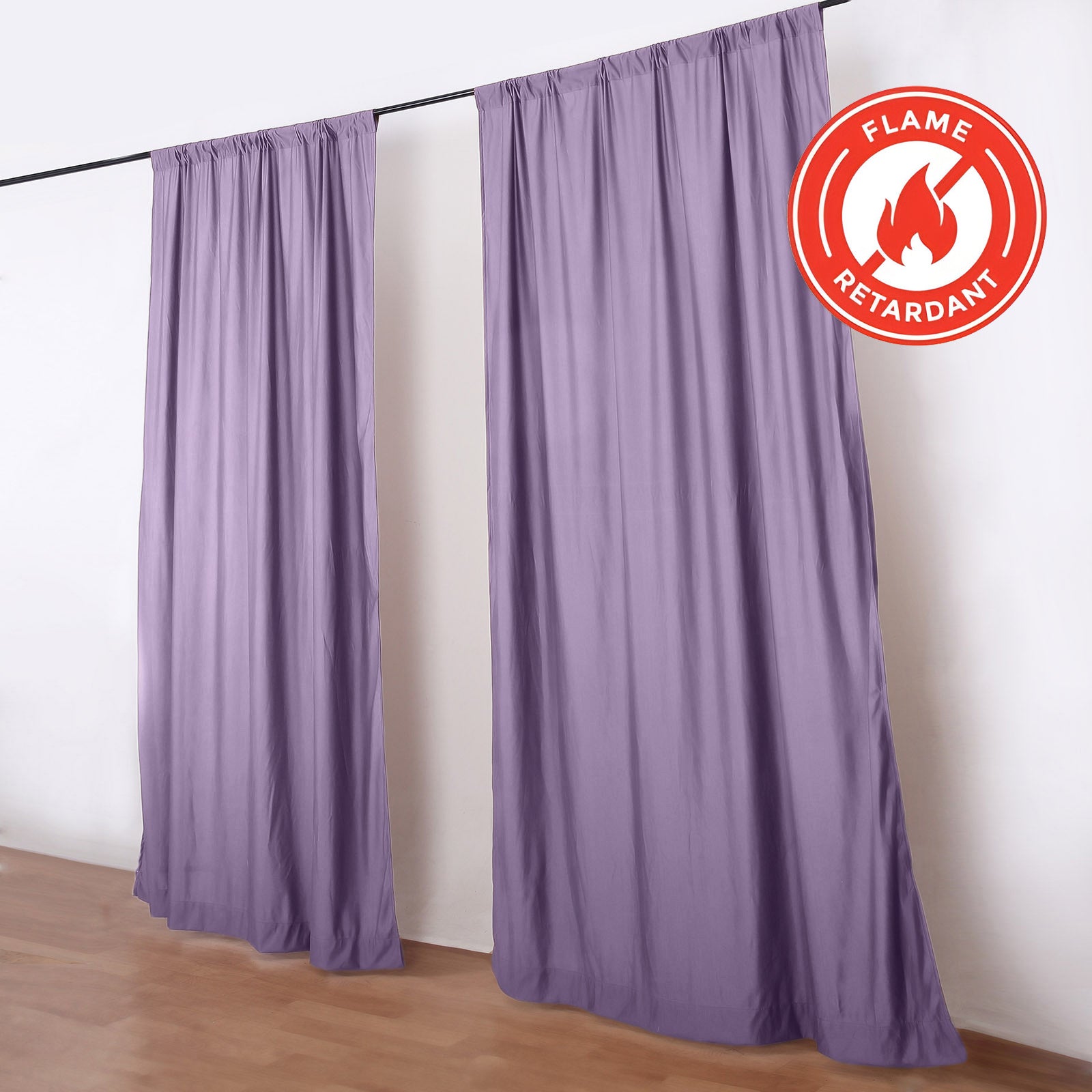 Violet amethyst backdrop drape curtains, durable and flame resistant.