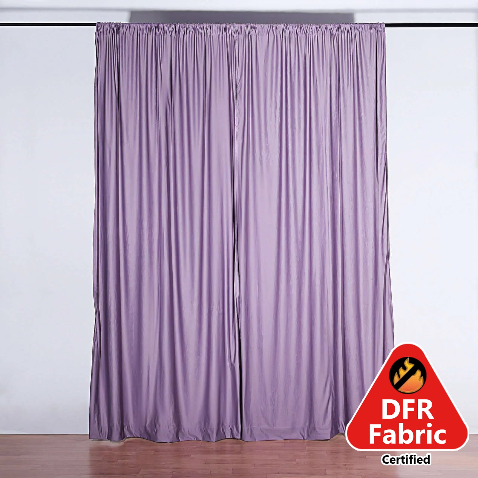 10 Feet x 10 Feet Curtain 2 Pack with Violet Amethyst Fire Retardant Polyester and Rod Pockets