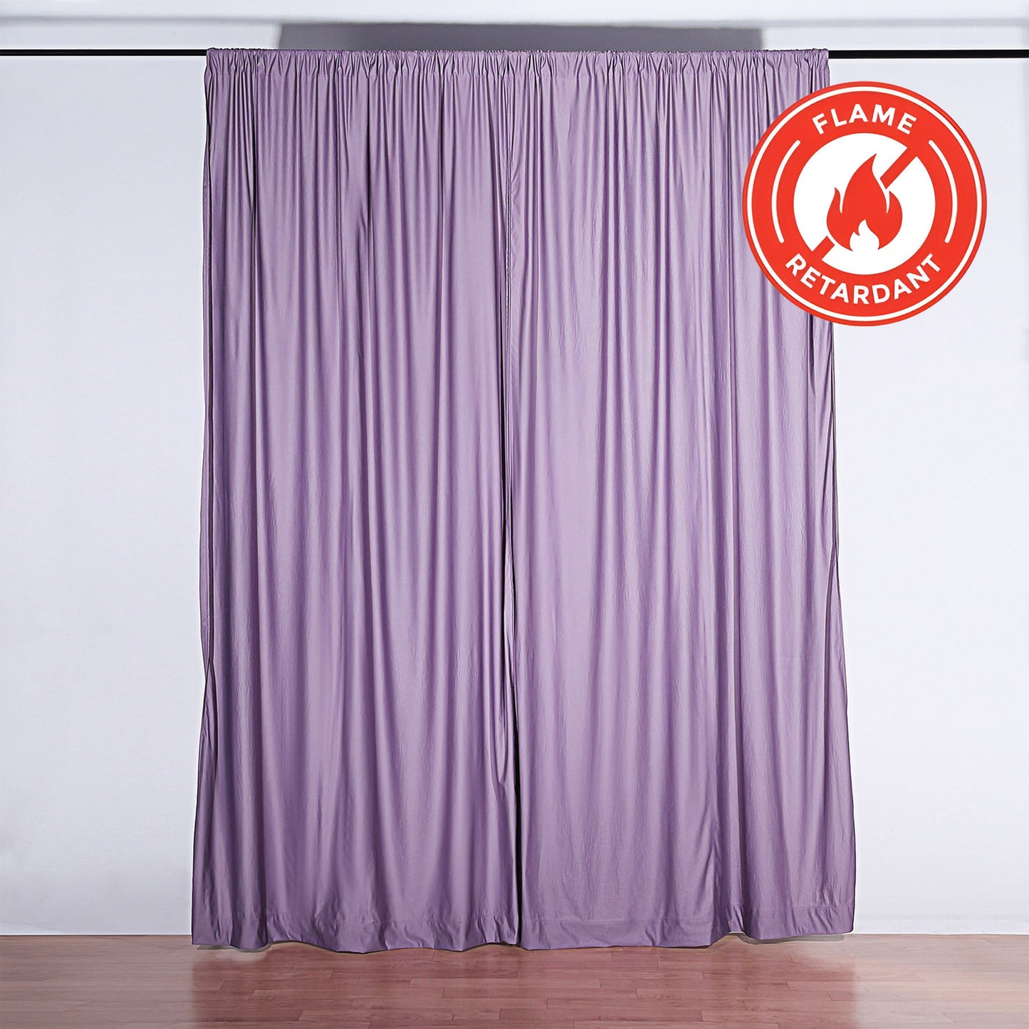 10 Feet x 10 Feet Curtain 2 Pack with Violet Amethyst Fire Retardant Polyester and Rod Pockets