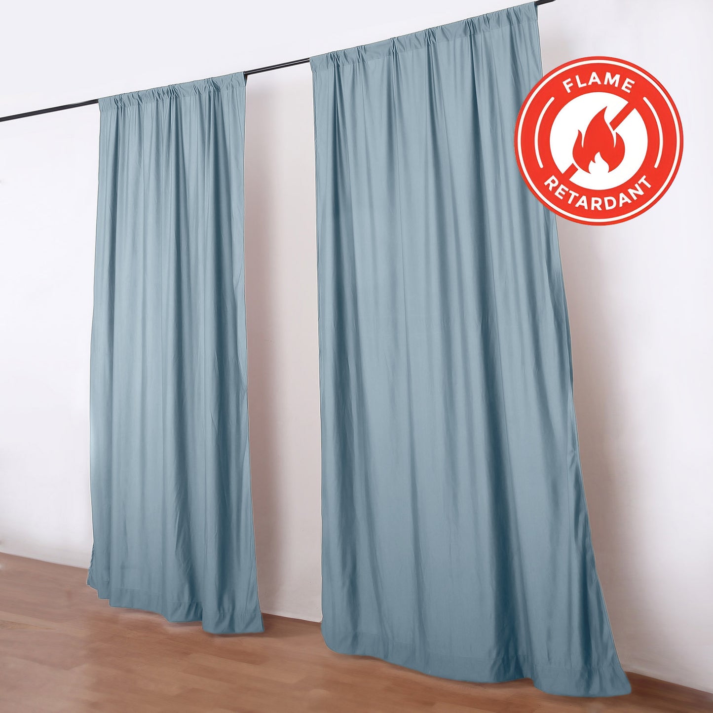 2 Pack 5ftx10ft Dusty Blue Scuba Polyester Backdrop Drape Curtains, Durable Flame Resistant Event Di