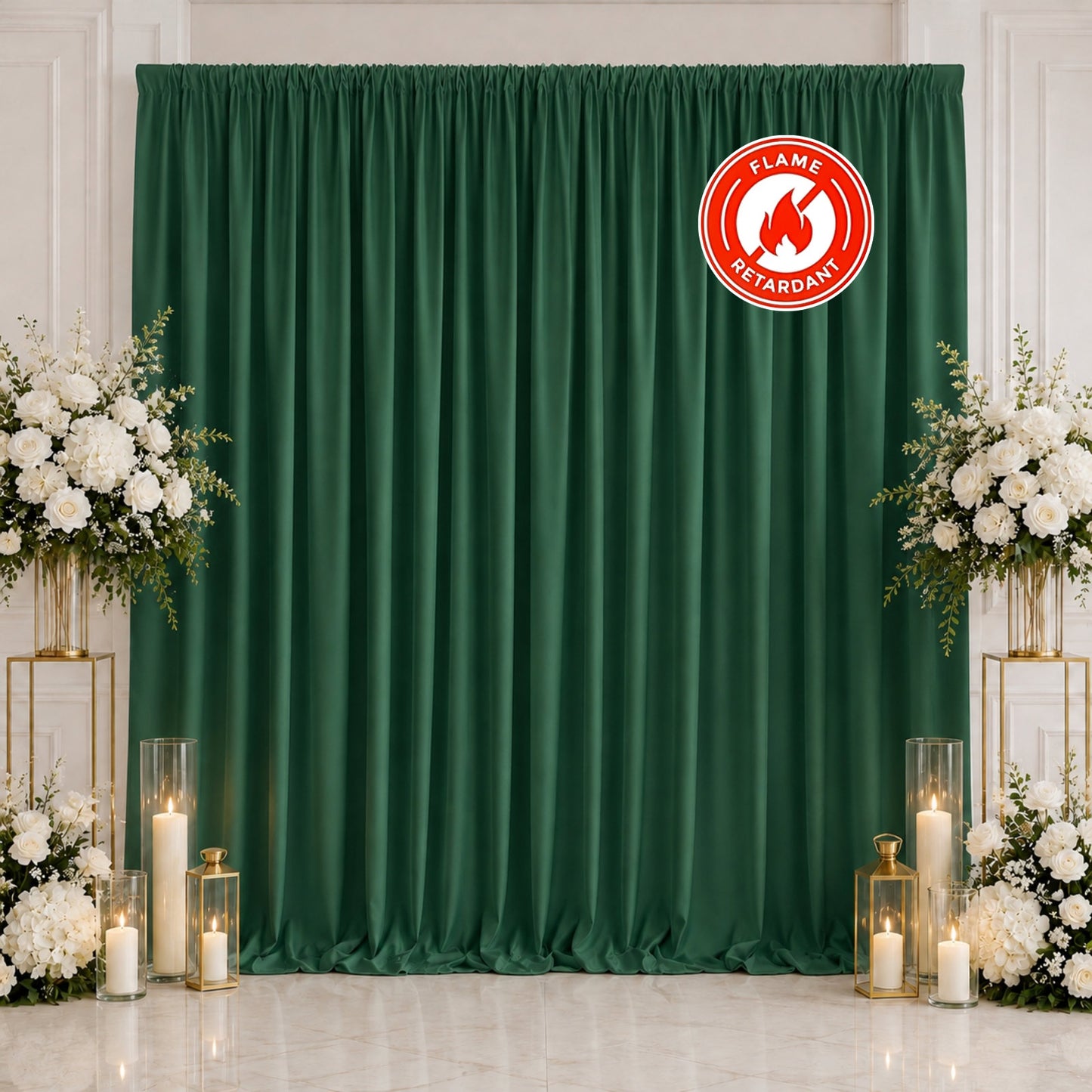 Scuba Polyester Event Backdrop Curtain Hunter Emerald Green 10ftx10ft Durable Flame Resistant Wrinkl