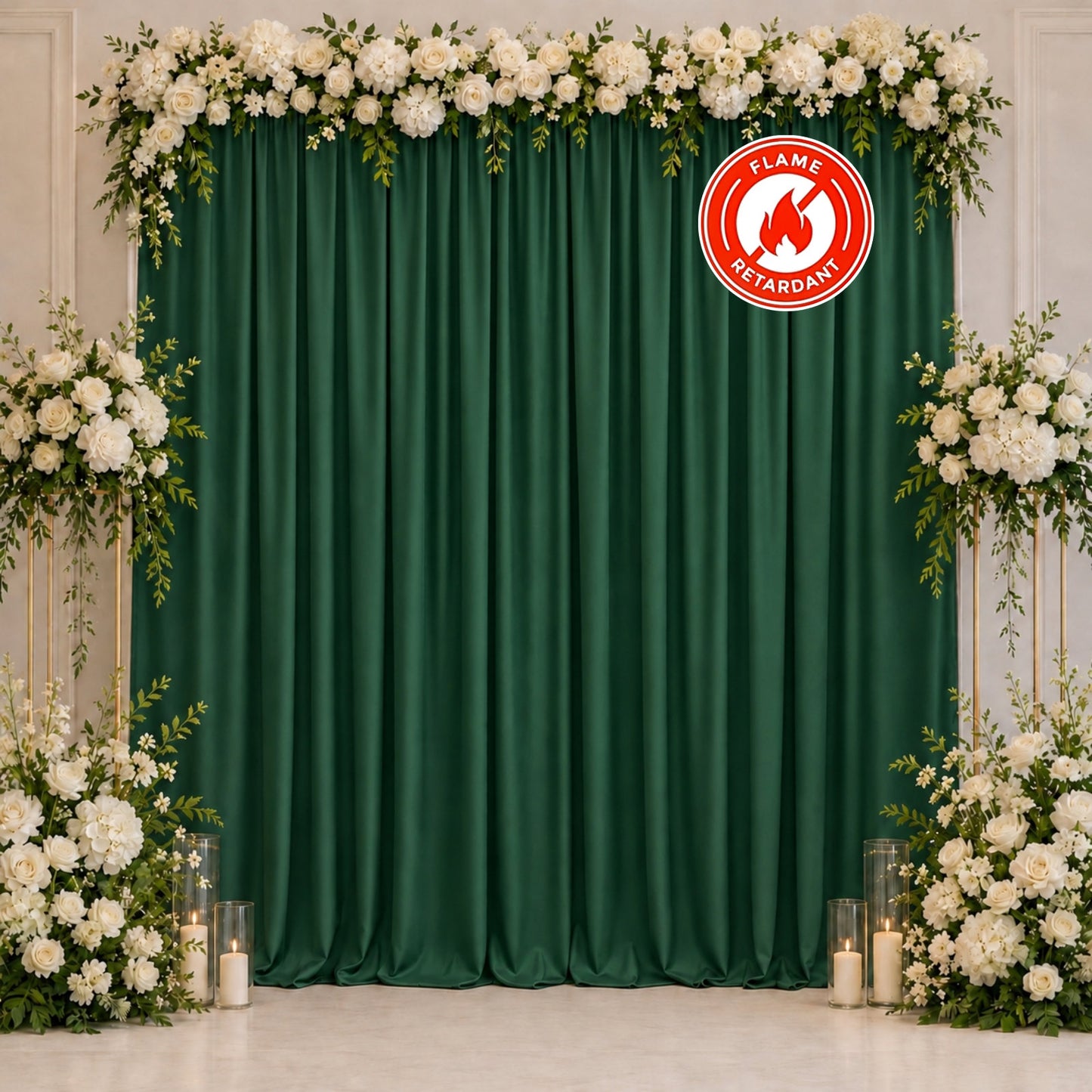 Scuba Polyester Event Backdrop Curtain Hunter Emerald Green 10ftx10ft Durable Flame Resistant Wrinkl