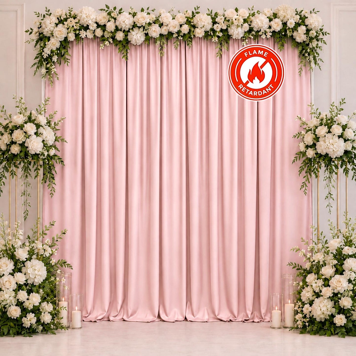 Scuba Polyester Event Backdrop Curtain Blush 10ftx10ft Durable Flame Resistant Wrinkle-Free Photogra