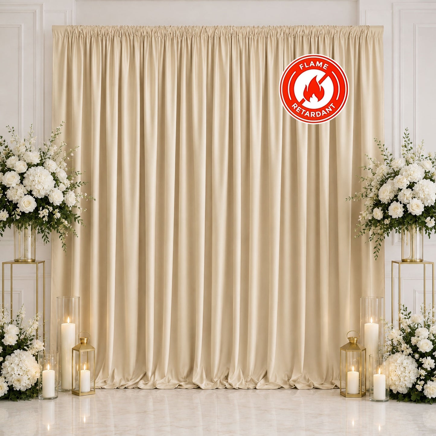 Scuba Polyester Event Backdrop Curtain Champagne 10ftx10ft Durable Flame Resistant Wrinkle-Free Phot