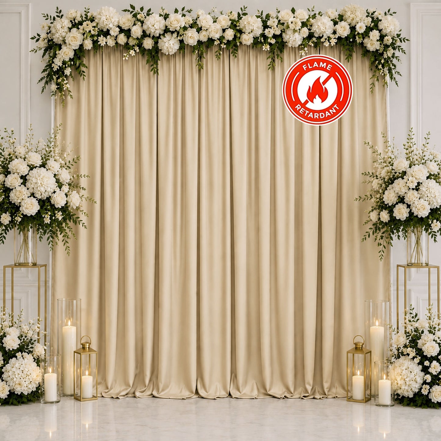 Scuba Polyester Event Backdrop Curtain Champagne 10ftx10ft Durable Flame Resistant Wrinkle-Free Phot
