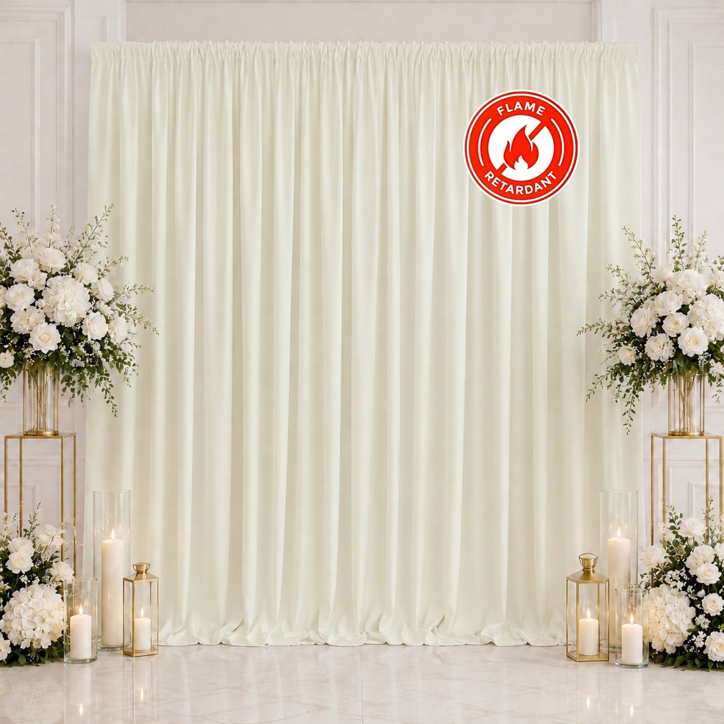 Scuba Polyester Event Backdrop Curtain Ivory 10ftx10ft Durable Flame Resistant Wrinkle-Free Photogra