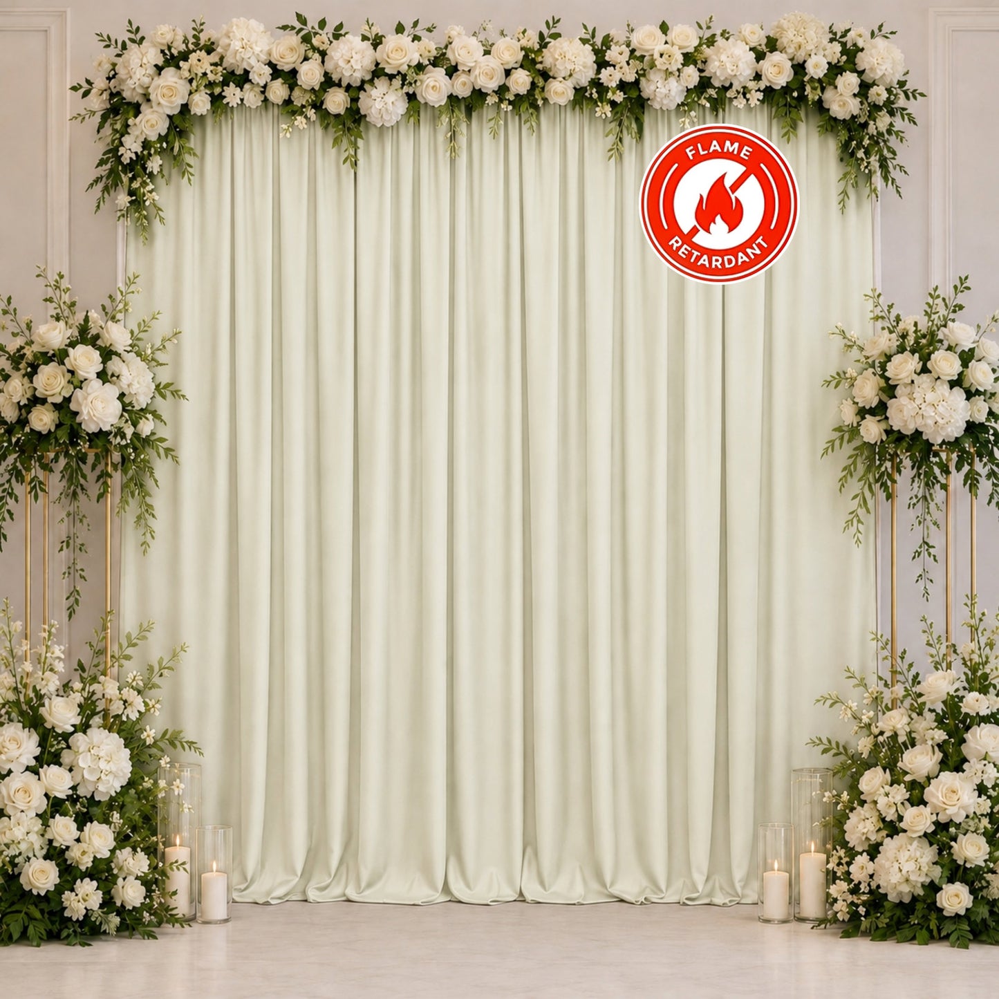 Scuba Polyester Event Backdrop Curtain Ivory 10ftx10ft Durable Flame Resistant Wrinkle-Free Photogra