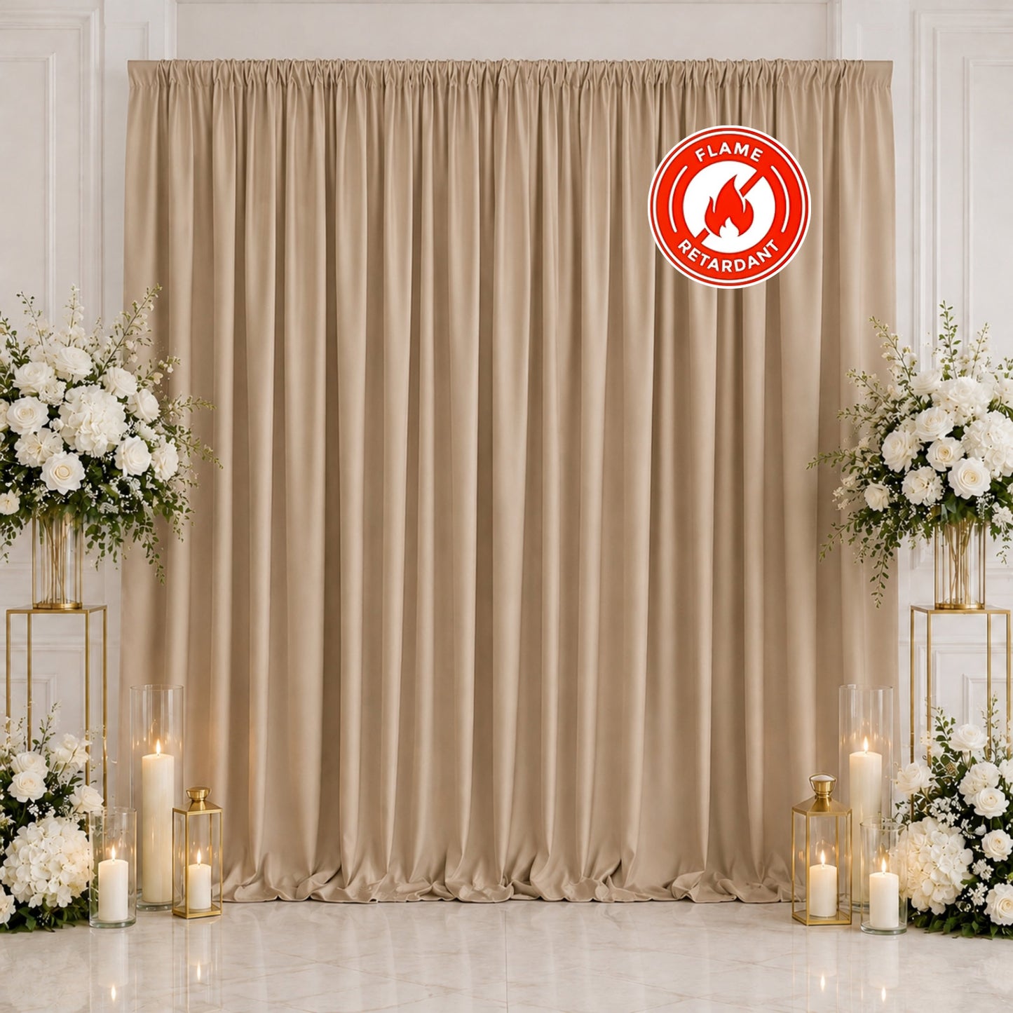 Scuba Polyester Event Backdrop Curtain Nude 10ftx10ft Durable Flame Resistant Wrinkle-Free Photograp