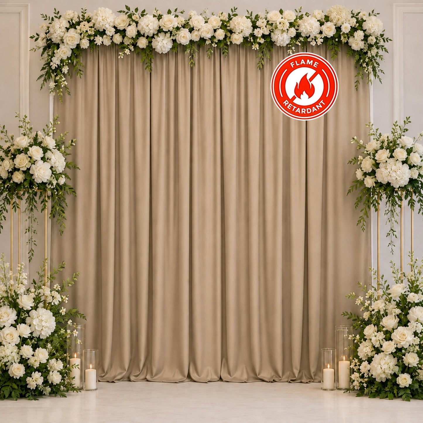 Scuba Polyester Event Backdrop Curtain Nude 10ftx10ft Durable Flame Resistant Wrinkle-Free Photograp