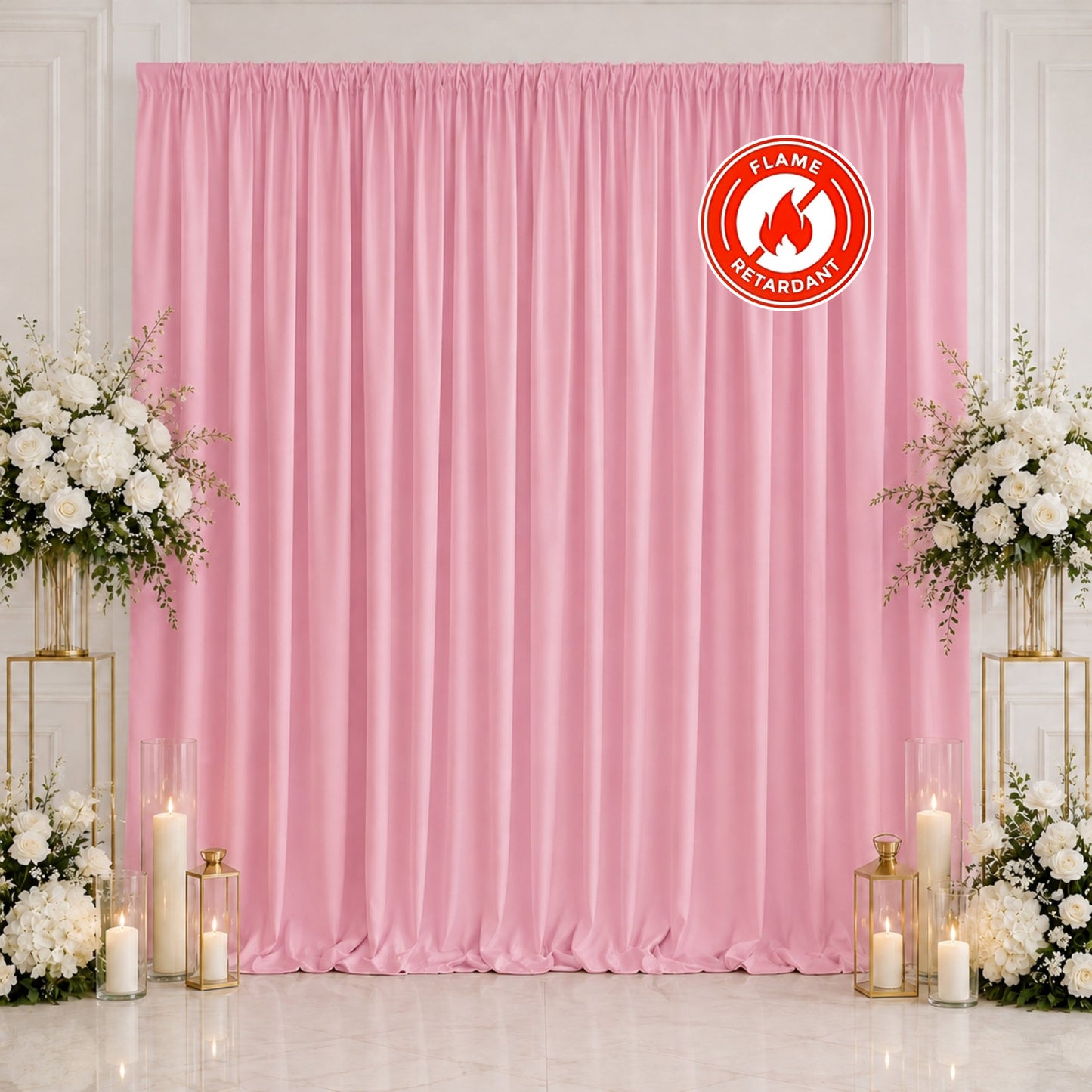 Scuba Polyester Event Backdrop Curtain Pink 10ftx10ft Durable Flame Resistant Wrinkle-Free Photograp