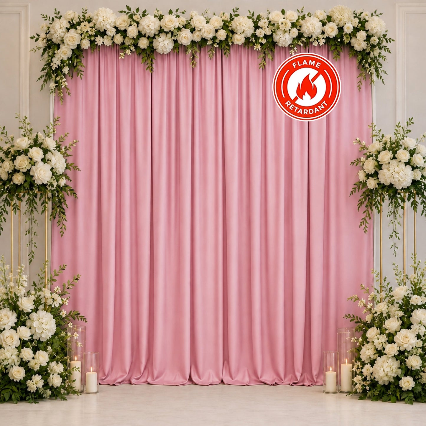 Scuba Polyester Event Backdrop Curtain Pink 10ftx10ft Durable Flame Resistant Wrinkle-Free Photograp