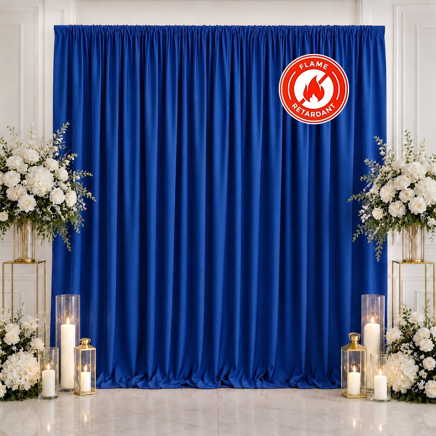 Scuba Polyester Event Backdrop Curtain Royal Blue 10ftx10ft Durable Flame Resistant Wrinkle-Free Pho