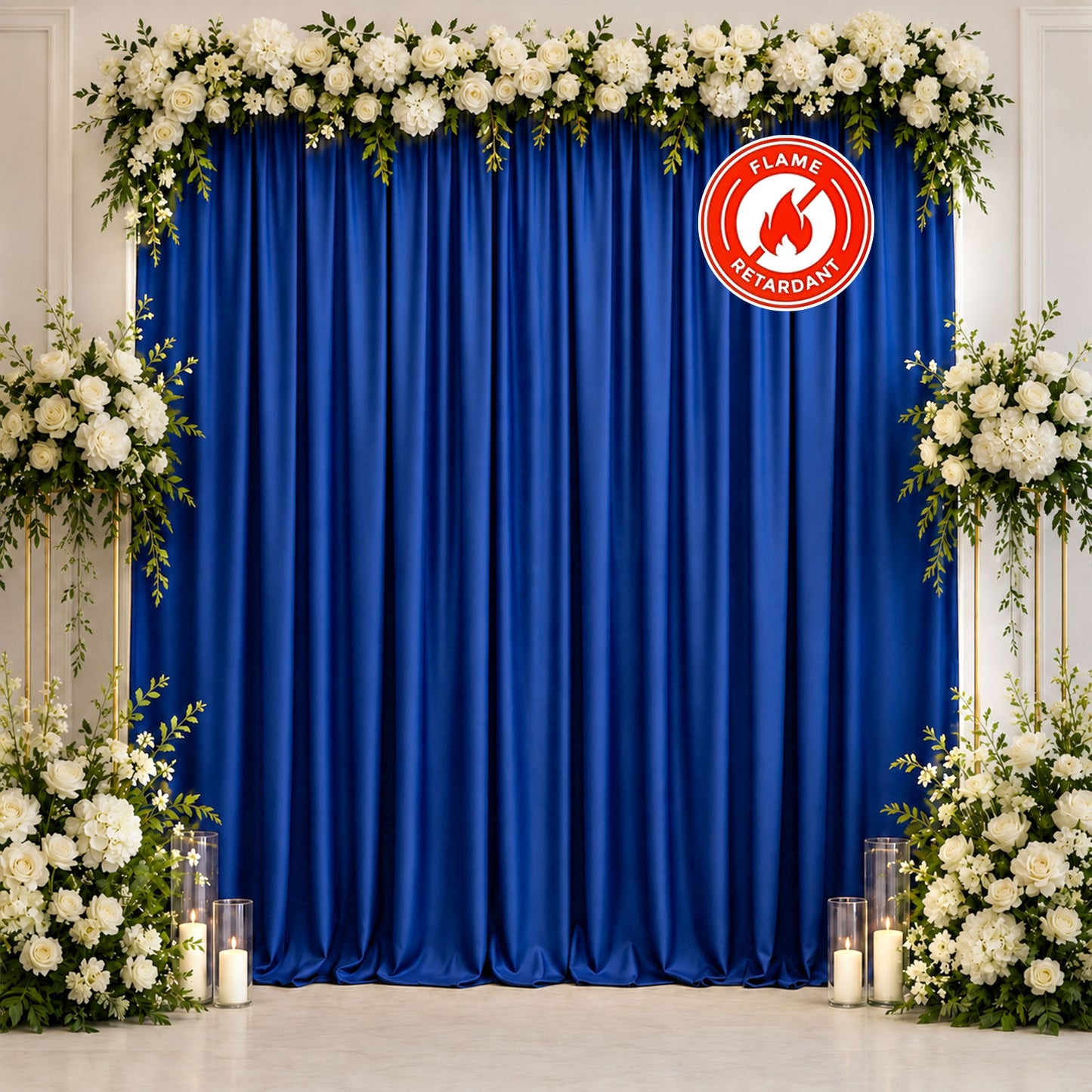 Scuba Polyester Event Backdrop Curtain Royal Blue 10ftx10ft Durable Flame Resistant Wrinkle-Free Pho