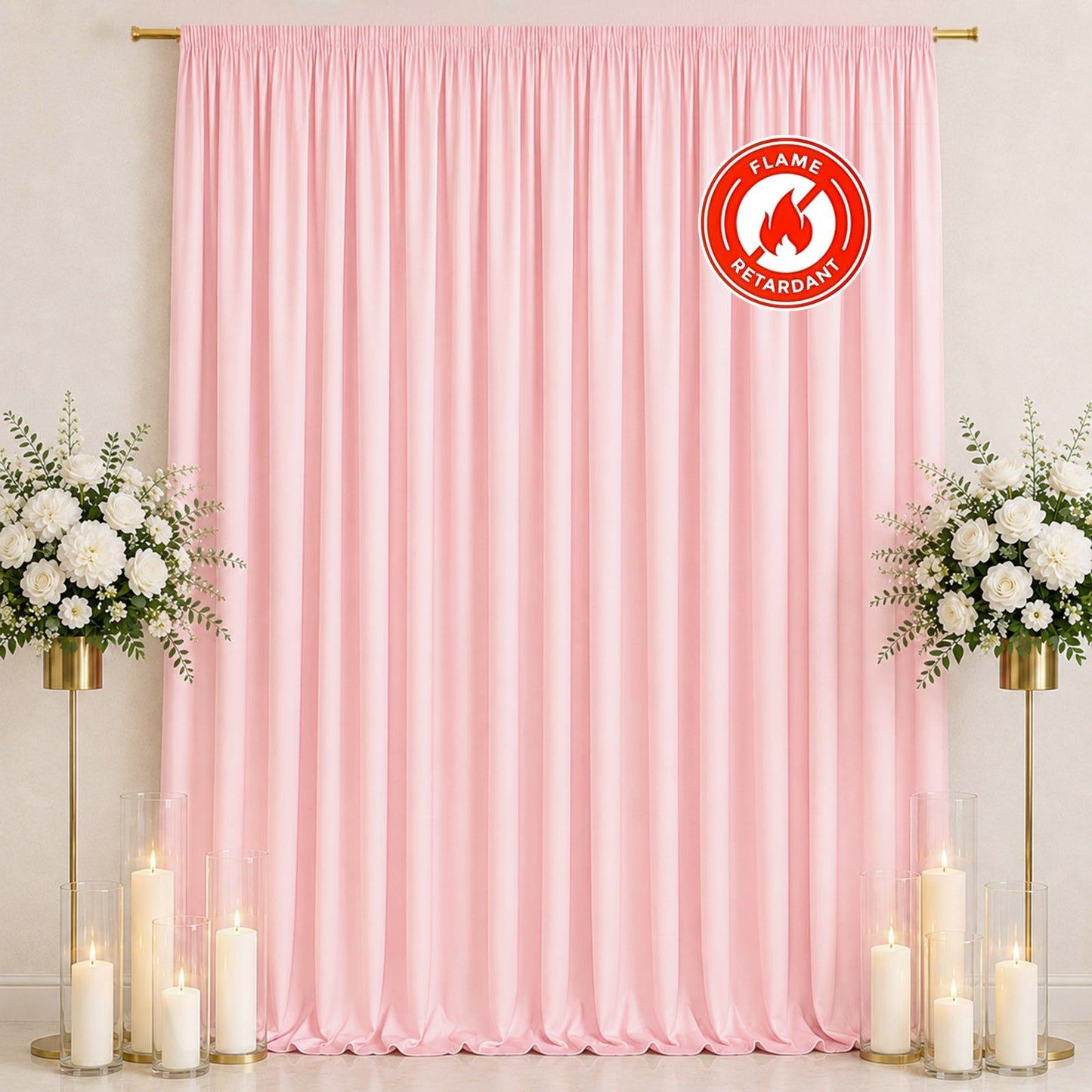 Scuba Polyester Event Backdrop Curtain Blush 10ftx12ft Durable Flame Resistant Wrinkle-Free Photogra