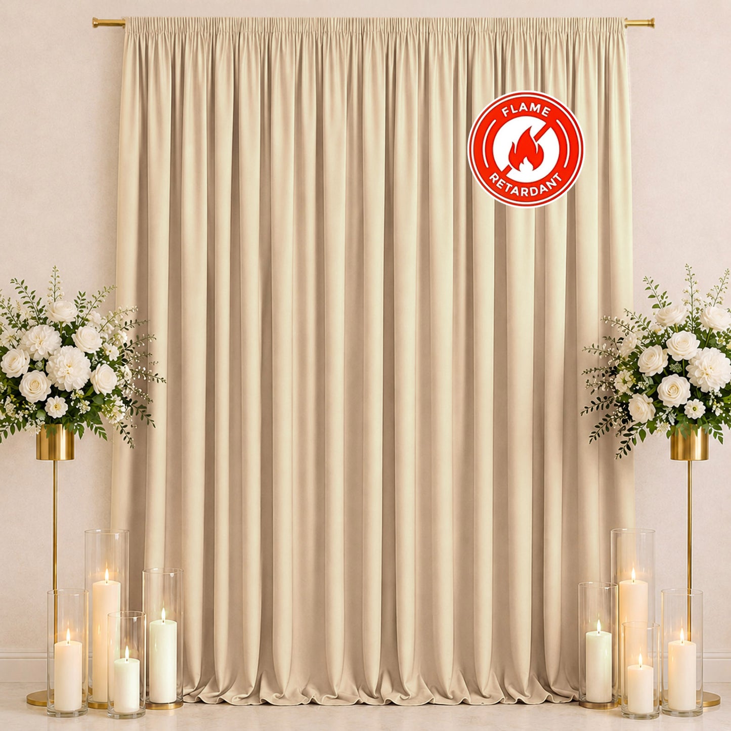 Scuba Polyester Event Backdrop Curtain Champagne 10ftx12ft Durable Flame Resistant Wrinkle-Free Phot