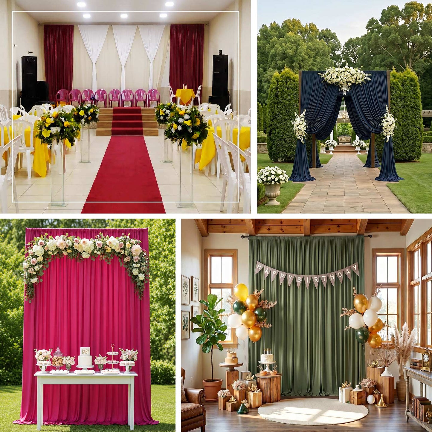 Scuba Polyester Event Backdrop Curtain 10ftx12ft Durable Flame Resistant 