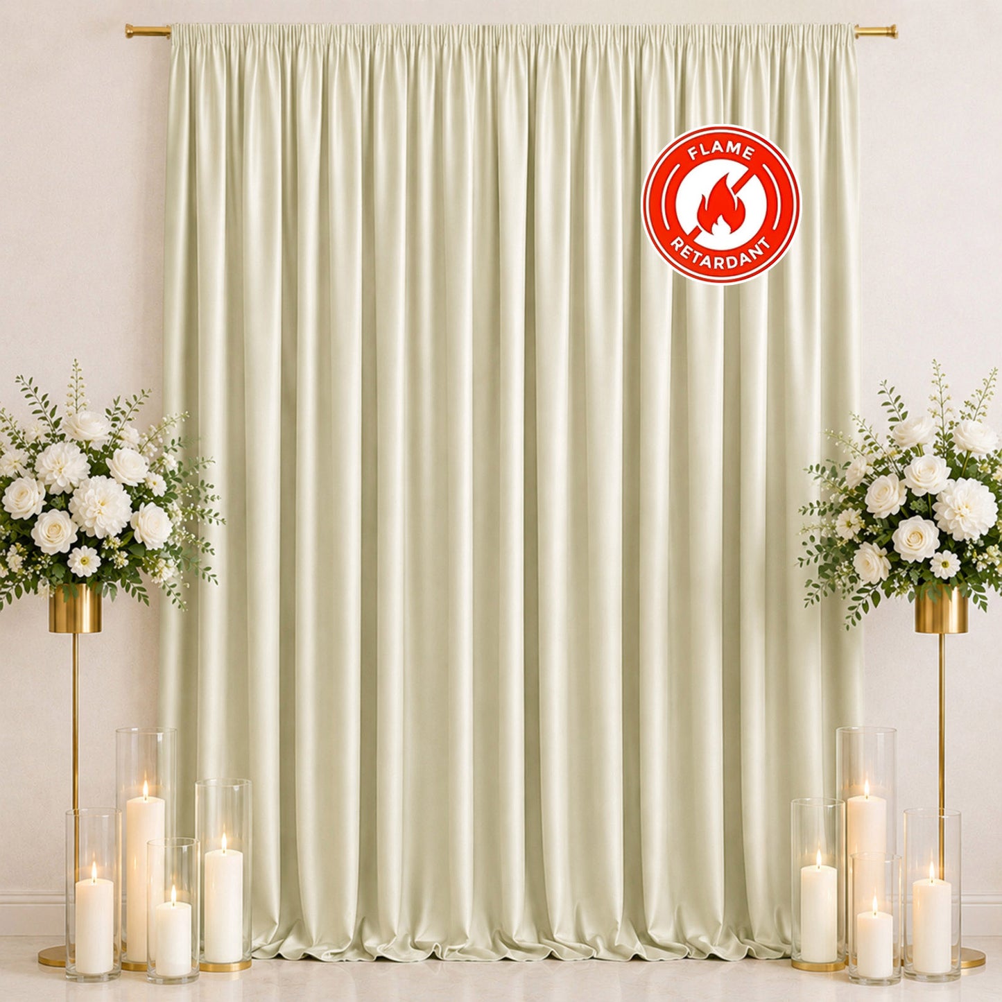 Scuba Polyester Event Backdrop Curtain Ivory 10ftx12ft Durable Flame Resistant Wrinkle-Free Photogra