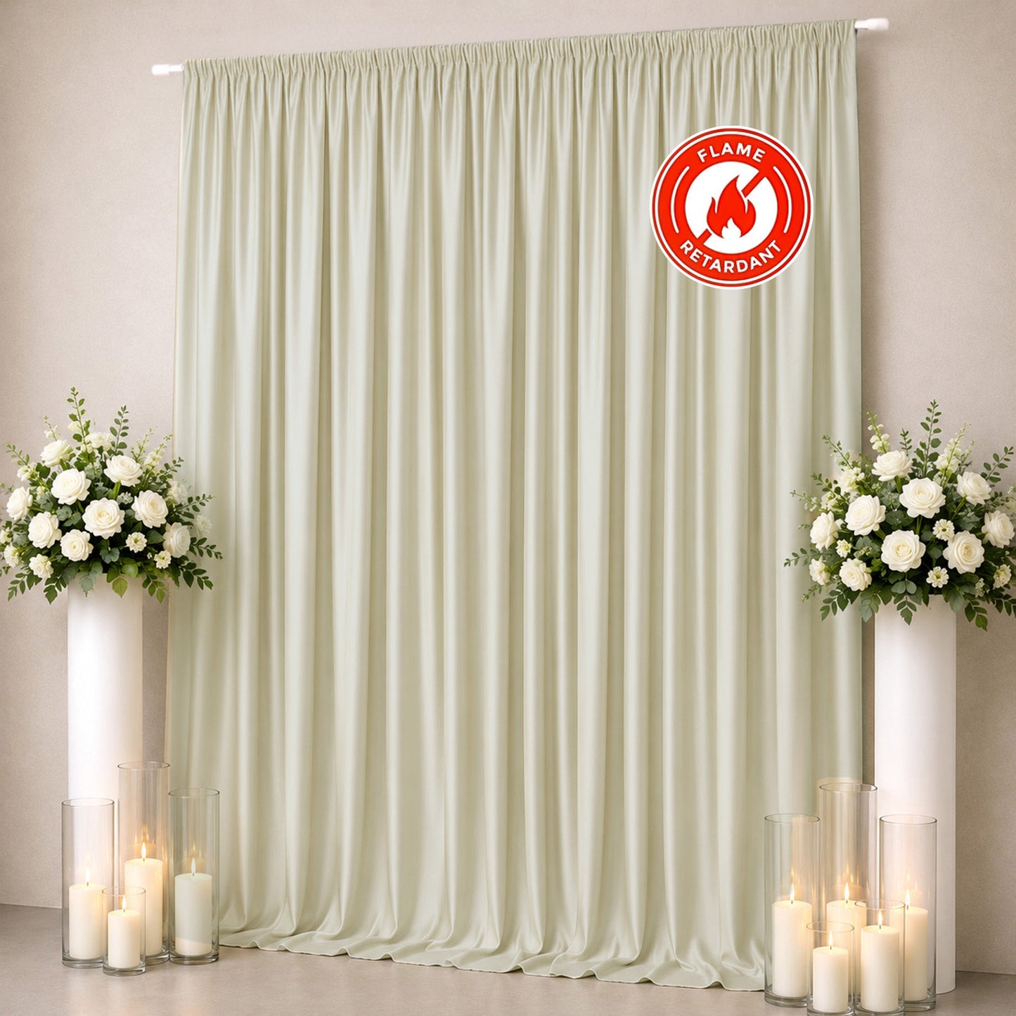 Scuba Polyester Event Backdrop Curtain Ivory 10ftx12ft Durable Flame Resistant Wrinkle-Free Photogra