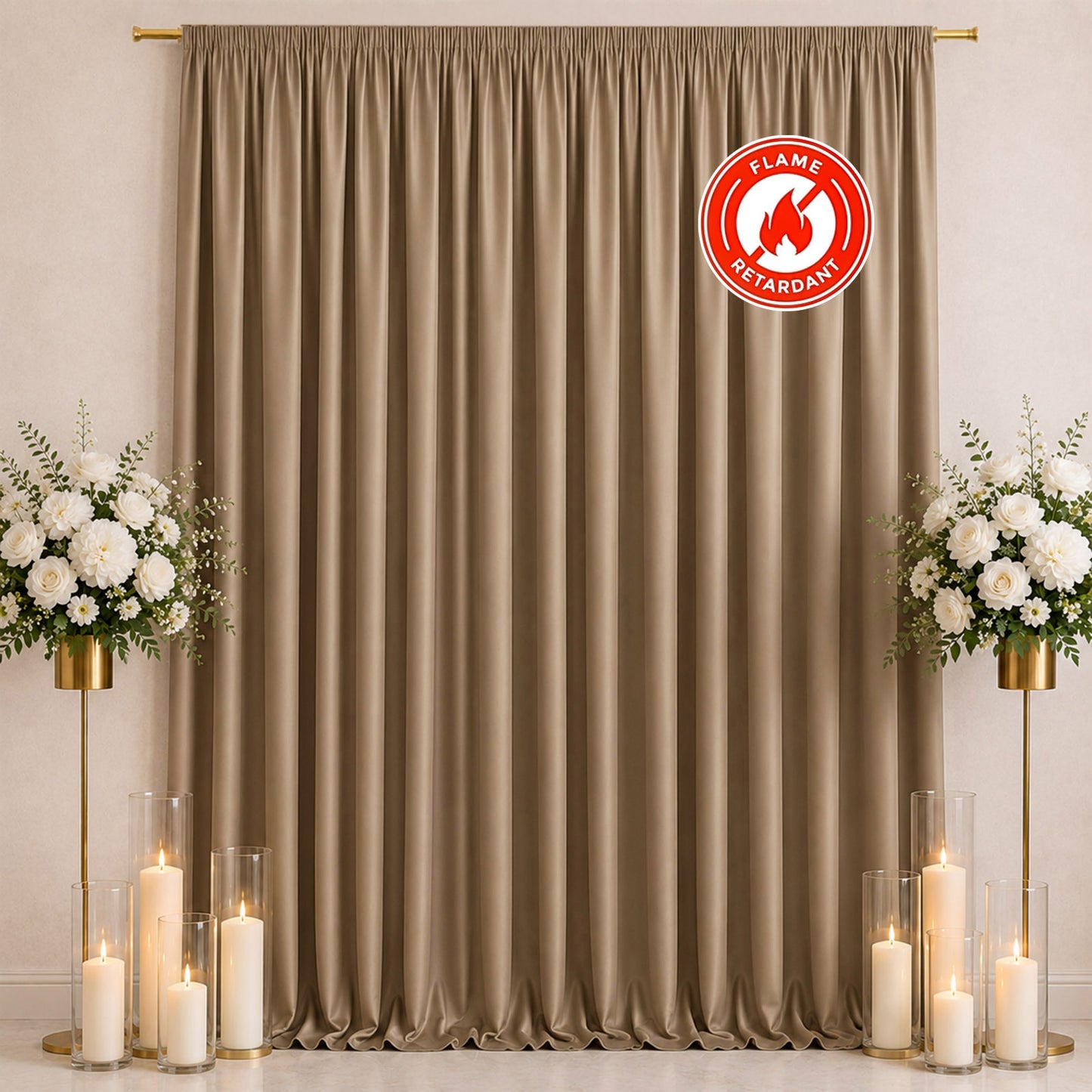Scuba Polyester Event Backdrop Curtain Nude 10ftx12ft Durable Flame Resistant Wrinkle-Free Photograp