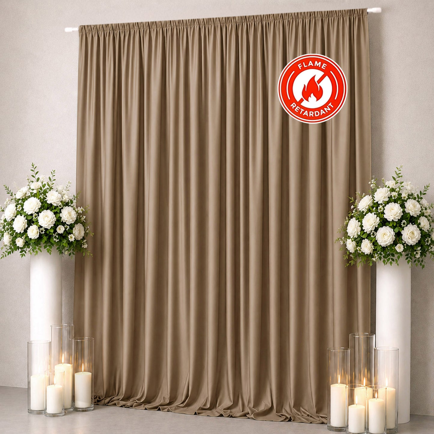 Scuba Polyester Event Backdrop Curtain Nude 10ftx12ft Durable Flame Resistant Wrinkle-Free Photograp