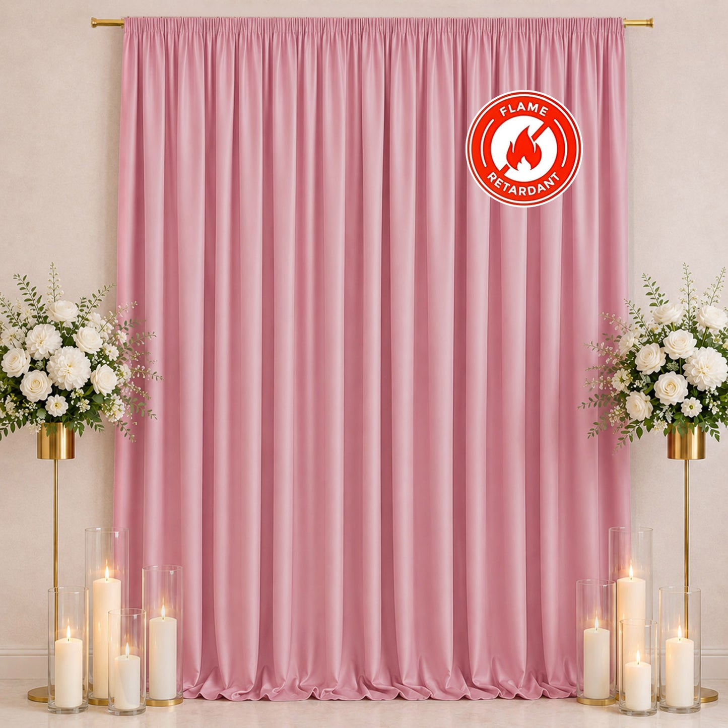 Scuba Polyester Event Backdrop Curtain Pink 10ftx12ft Durable Flame Resistant Wrinkle-Free Photograp
