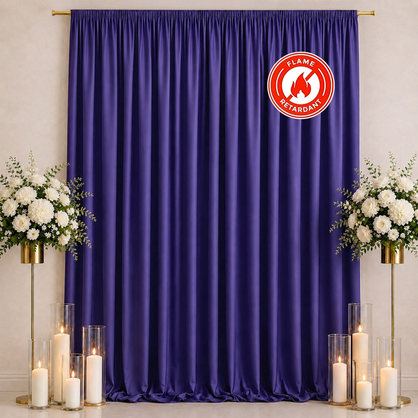 Scuba Polyester Event Backdrop Curtain Purple 10ftx12ft Durable Flame Resistant Wrinkle-Free Photogr