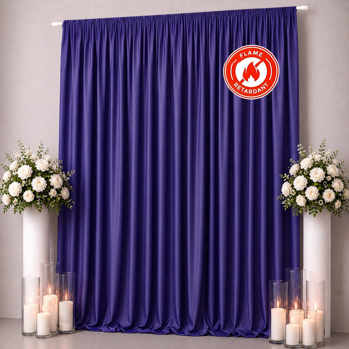 Scuba Polyester Event Backdrop Curtain Purple 10ftx12ft Durable Flame Resistant Wrinkle-Free Photogr