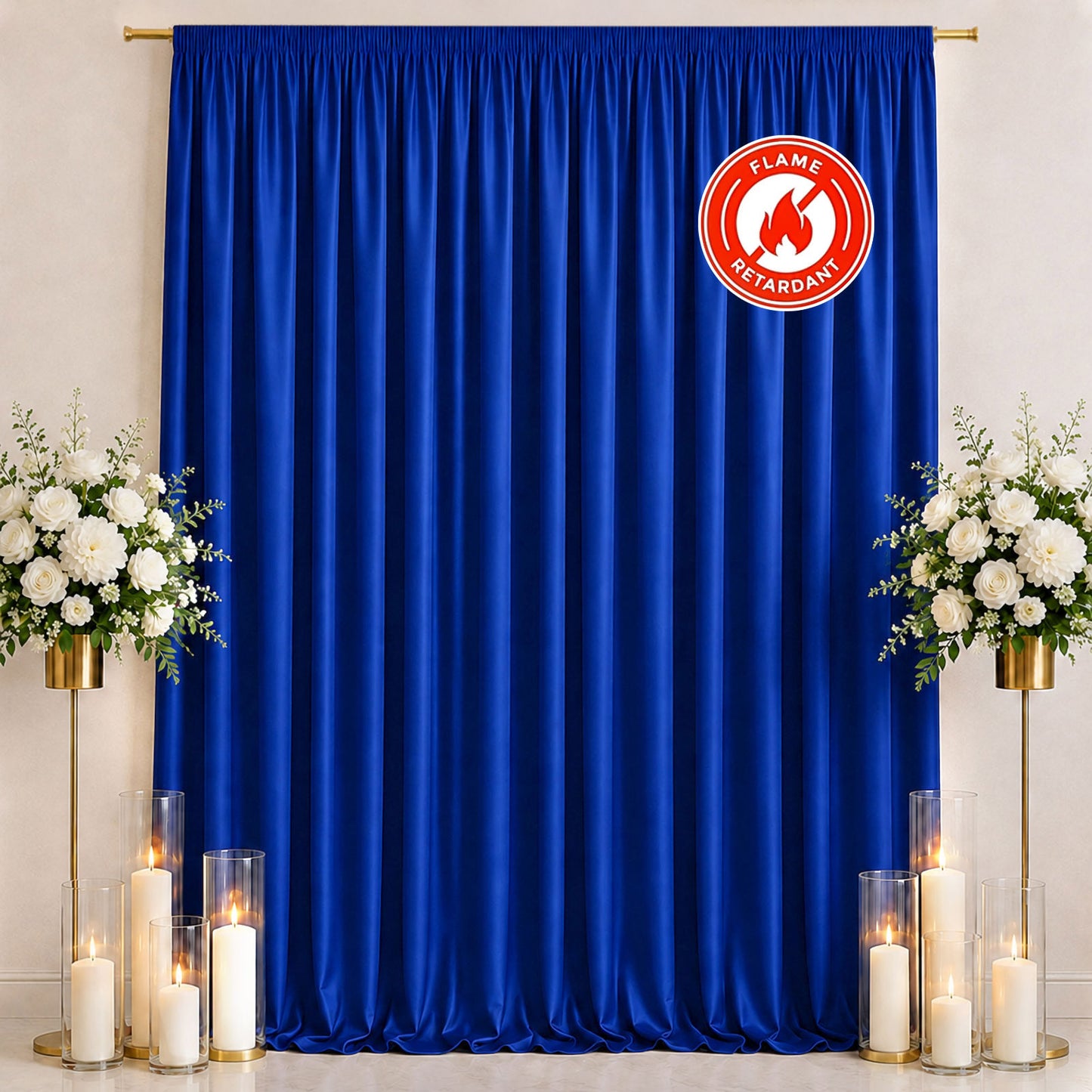 Scuba Polyester Event Backdrop Curtain Royal Blue 10ftx12ft Durable Flame Resistant Wrinkle-Free Pho
