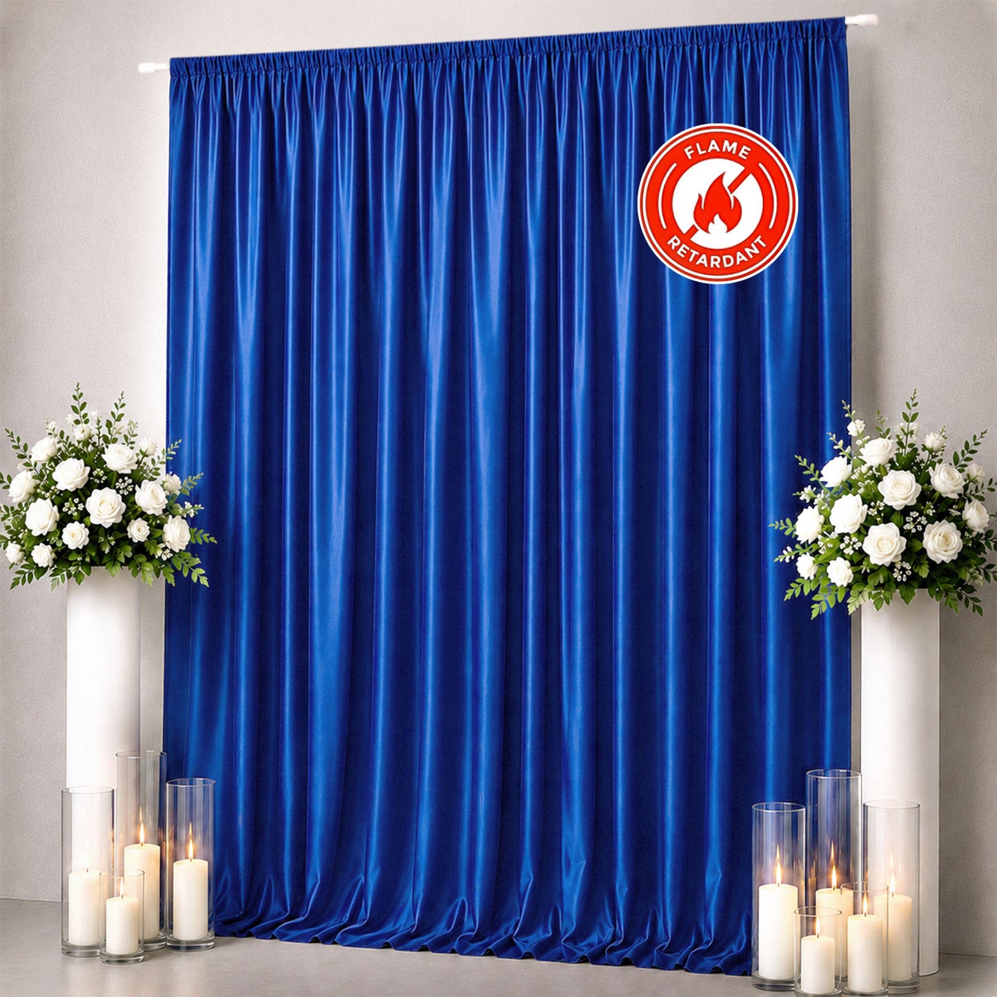 Scuba Polyester Event Backdrop Curtain Royal Blue 10ftx12ft Durable Flame Resistant Wrinkle-Free Pho