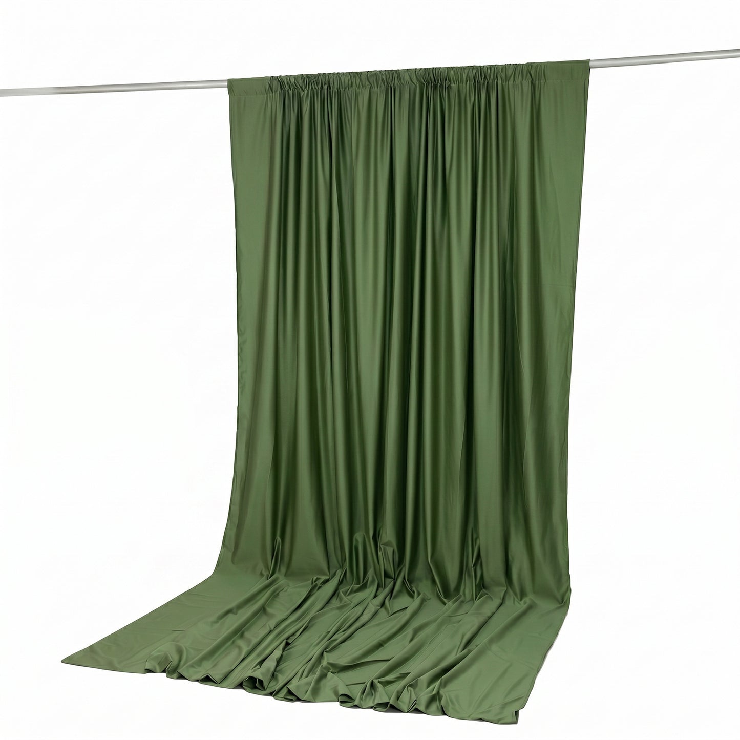Scuba Polyester Event Backdrop Curtain Olive Green 10ftx12ft Durable Flame Resistant Wrinkle-Free Ph