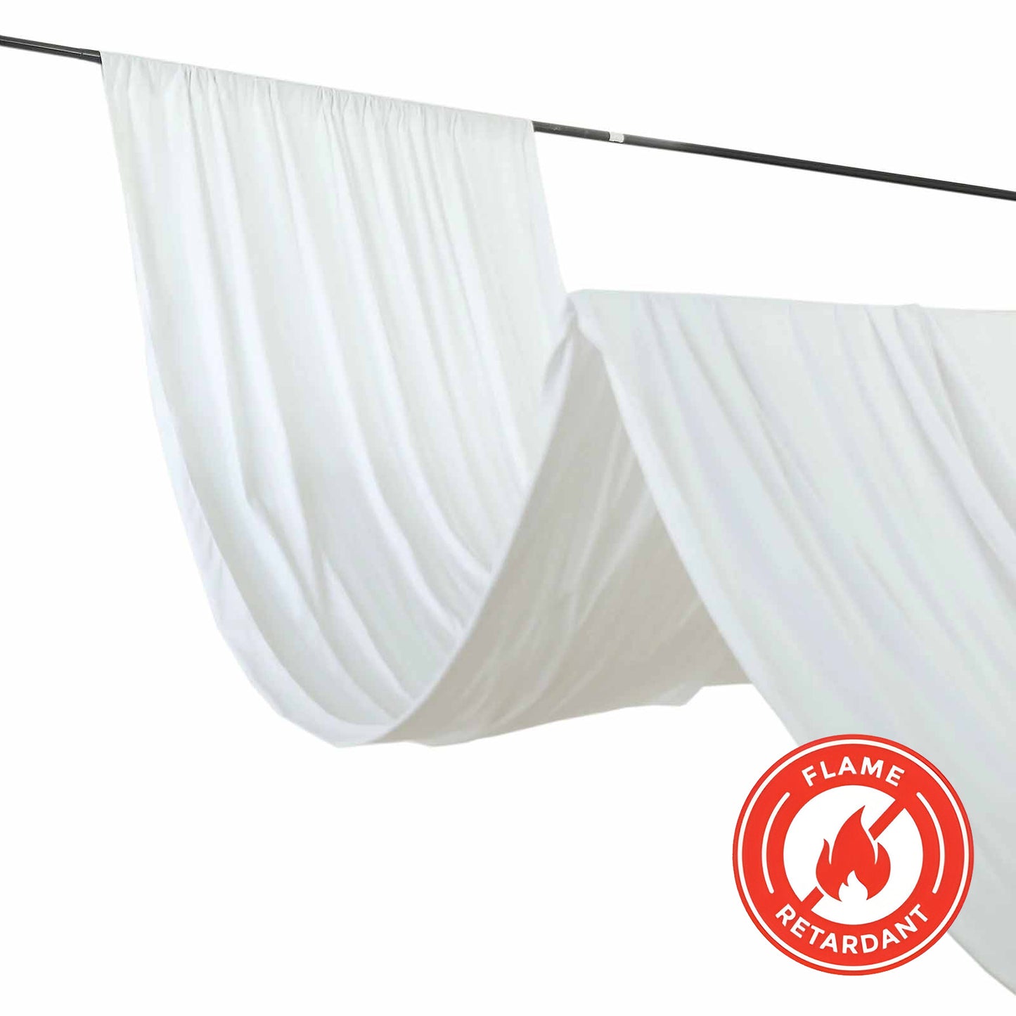 5 Feet x 30 Feet Fire Retardant White Polyester Backdrop Curtains Ceiling Drapes with Rod Pockets