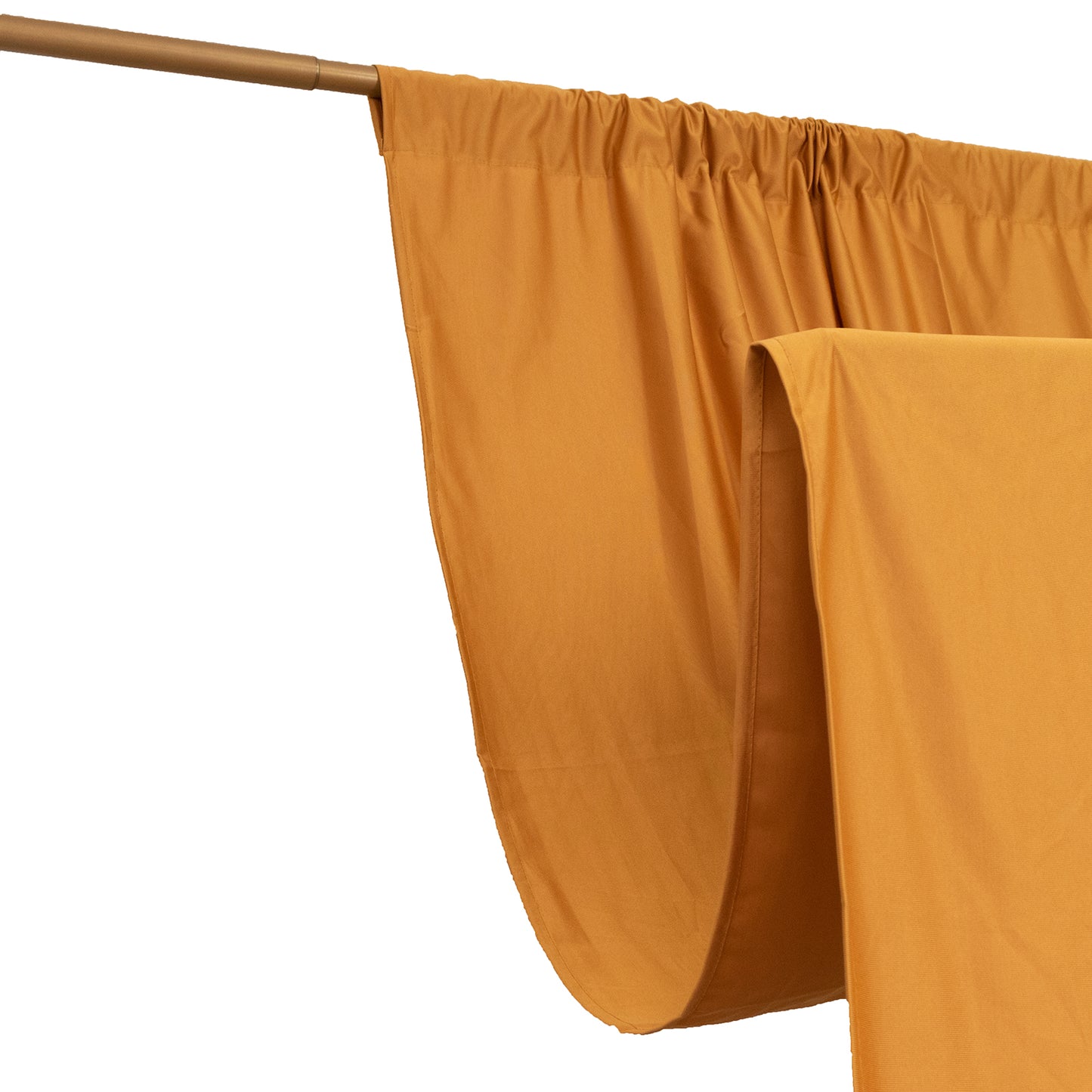 Gold Scuba Polyester Event Curtain Drapes, Durable Flame Resistant Backdrop Event Panel Wrinkle Free with Rod Pockets - 5ftx14ft