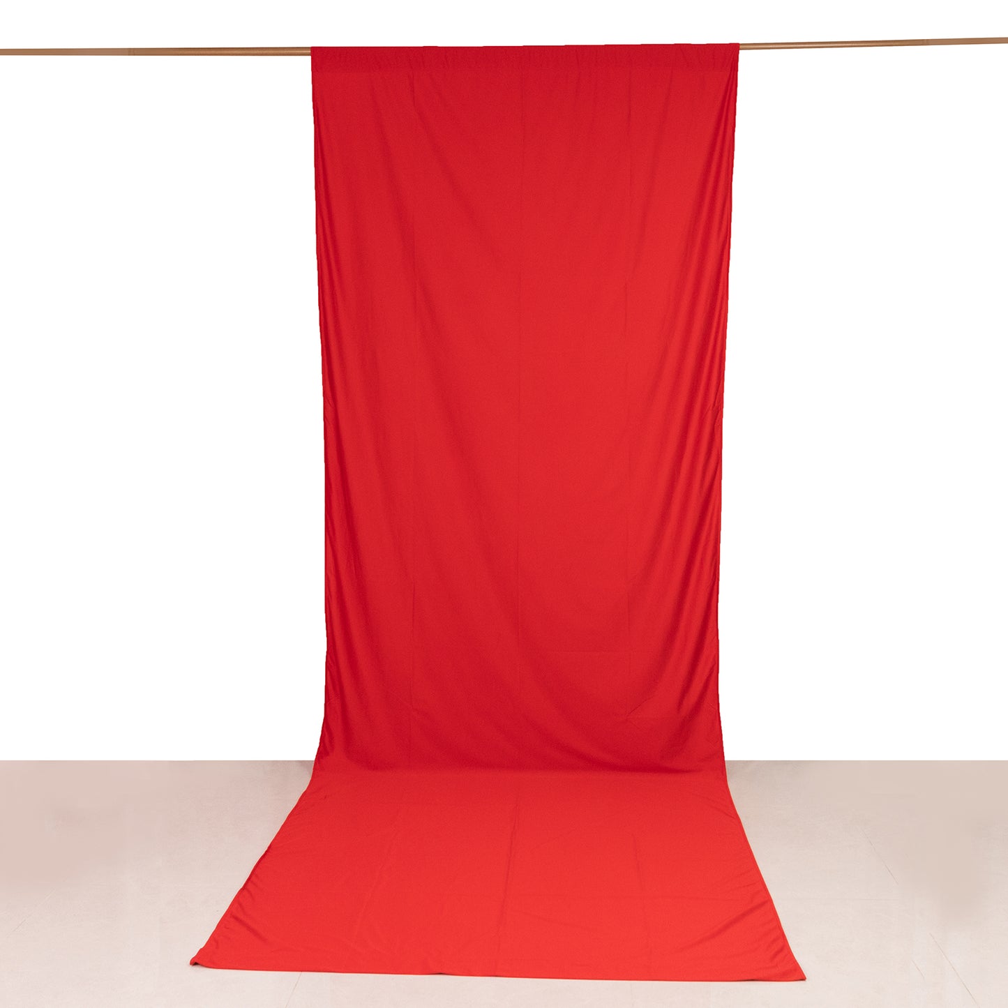 Red Scuba Polyester Event Curtain Drapes, Durable Flame Resistant Backdrop Event Panel Wrinkle Free with Rod Pockets - 5ftx14ft