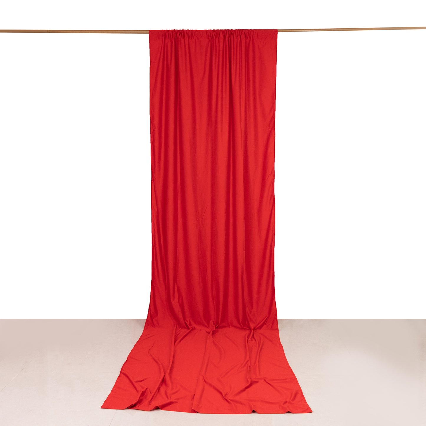 Red Scuba Polyester Event Curtain Drapes, Durable Flame Resistant Backdrop Event Panel Wrinkle Free with Rod Pockets - 5ftx14ft